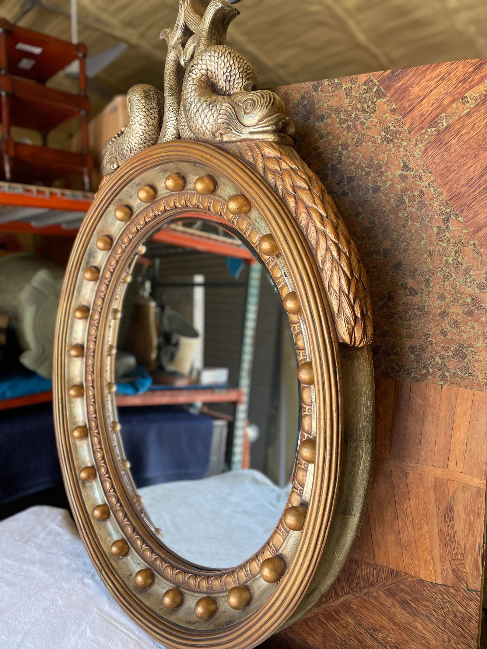 Vintage Koi Fish Gold & Silver Mirror by Windsor Art & Mirror Co. - 9
