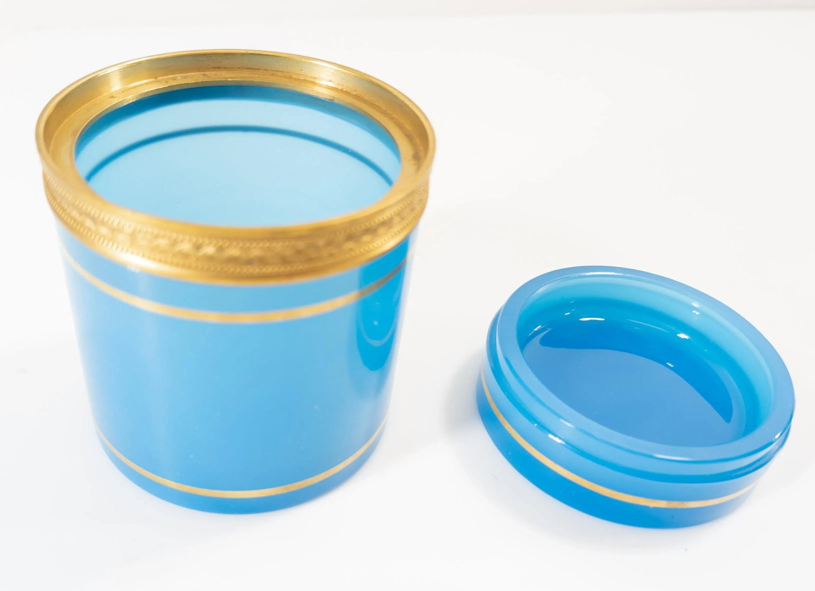 Early 20th Century French Electric Blue Opaline Glass Dresser Box - 10