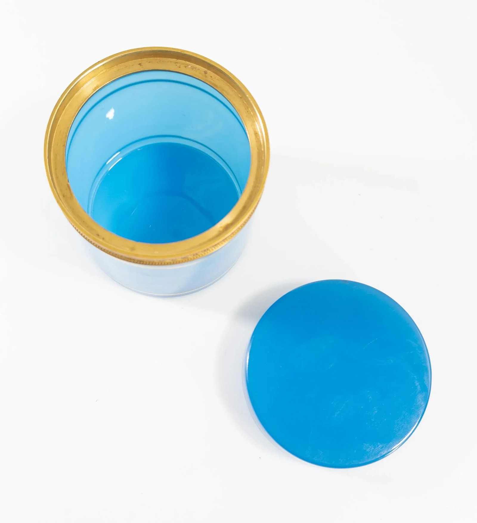 Early 20th Century French Electric Blue Opaline Glass Dresser Box - 8