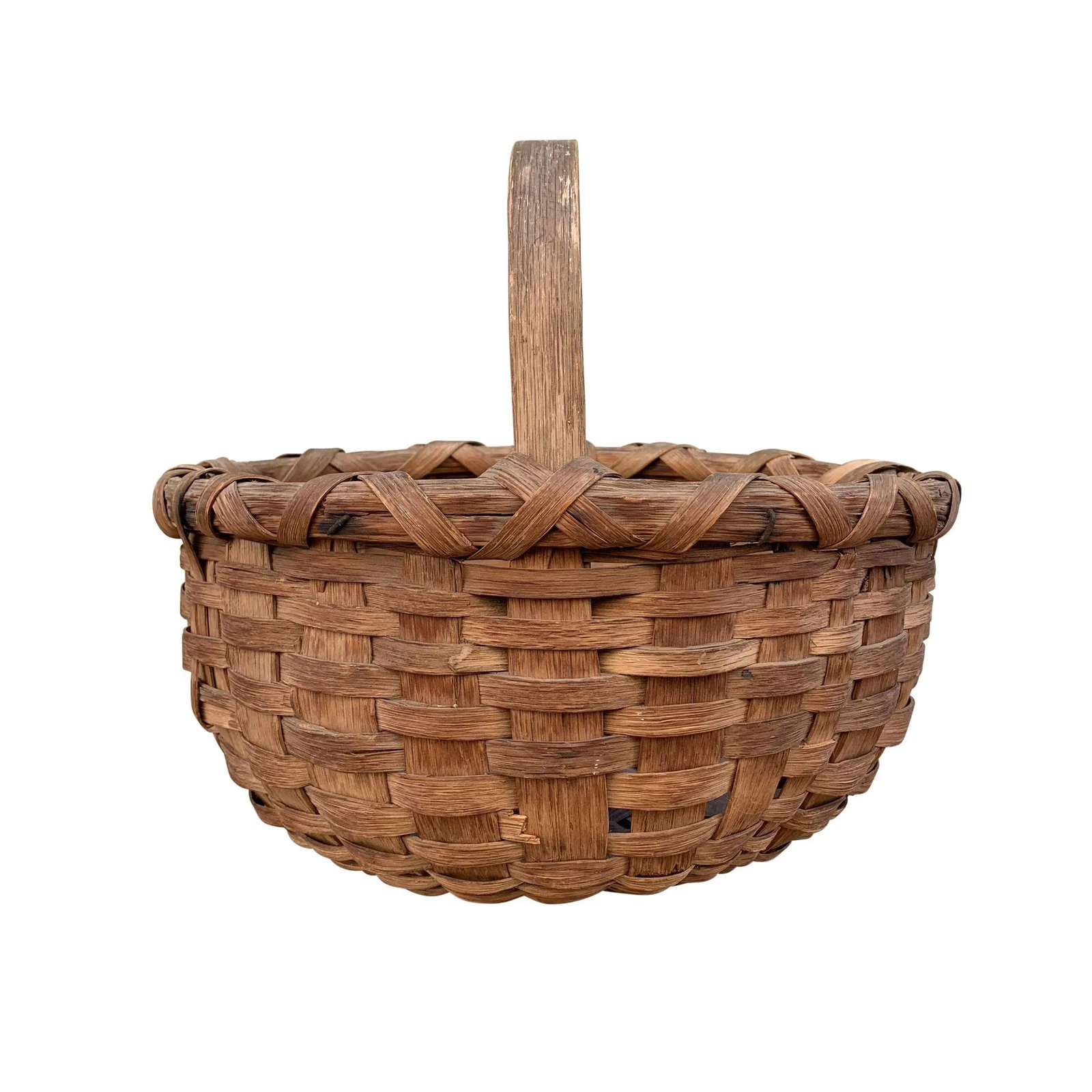 19th Century American Splint Oak Gathering Basket - 2
