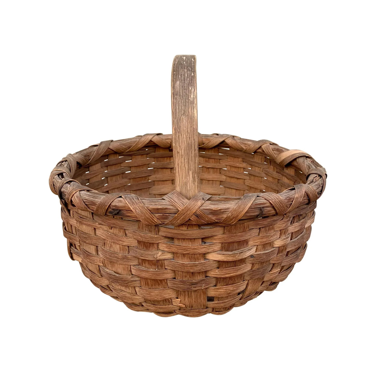 19th Century American Splint Oak Gathering Basket - 3