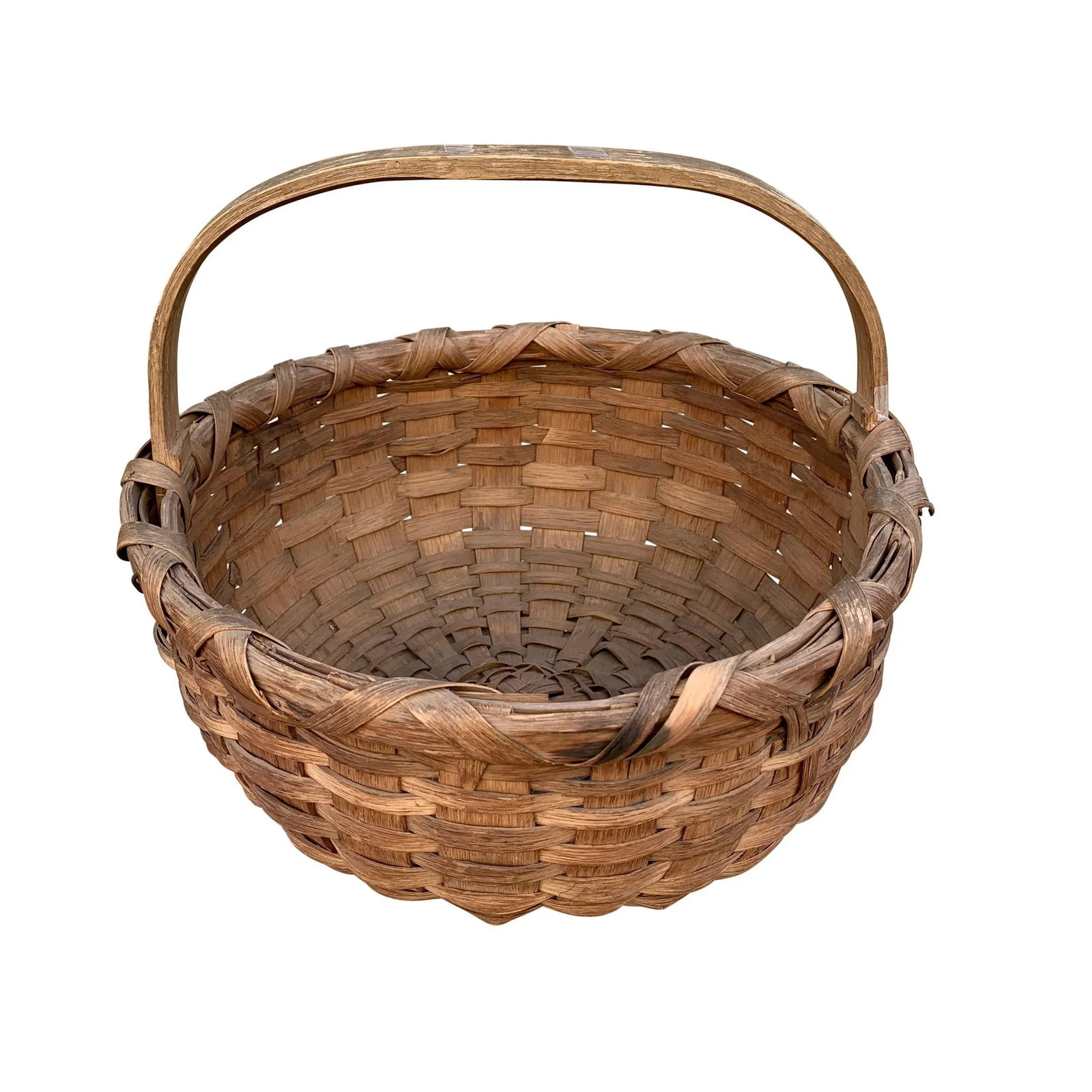 19th Century American Splint Oak Gathering Basket - 4