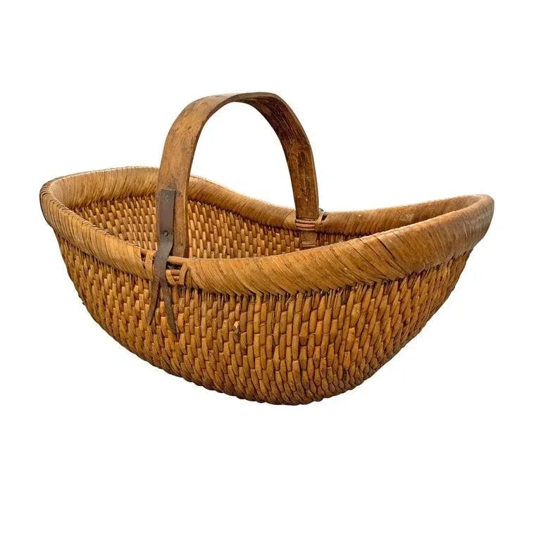 Mid-20th Century Chinese Woven Reed Basket - 2