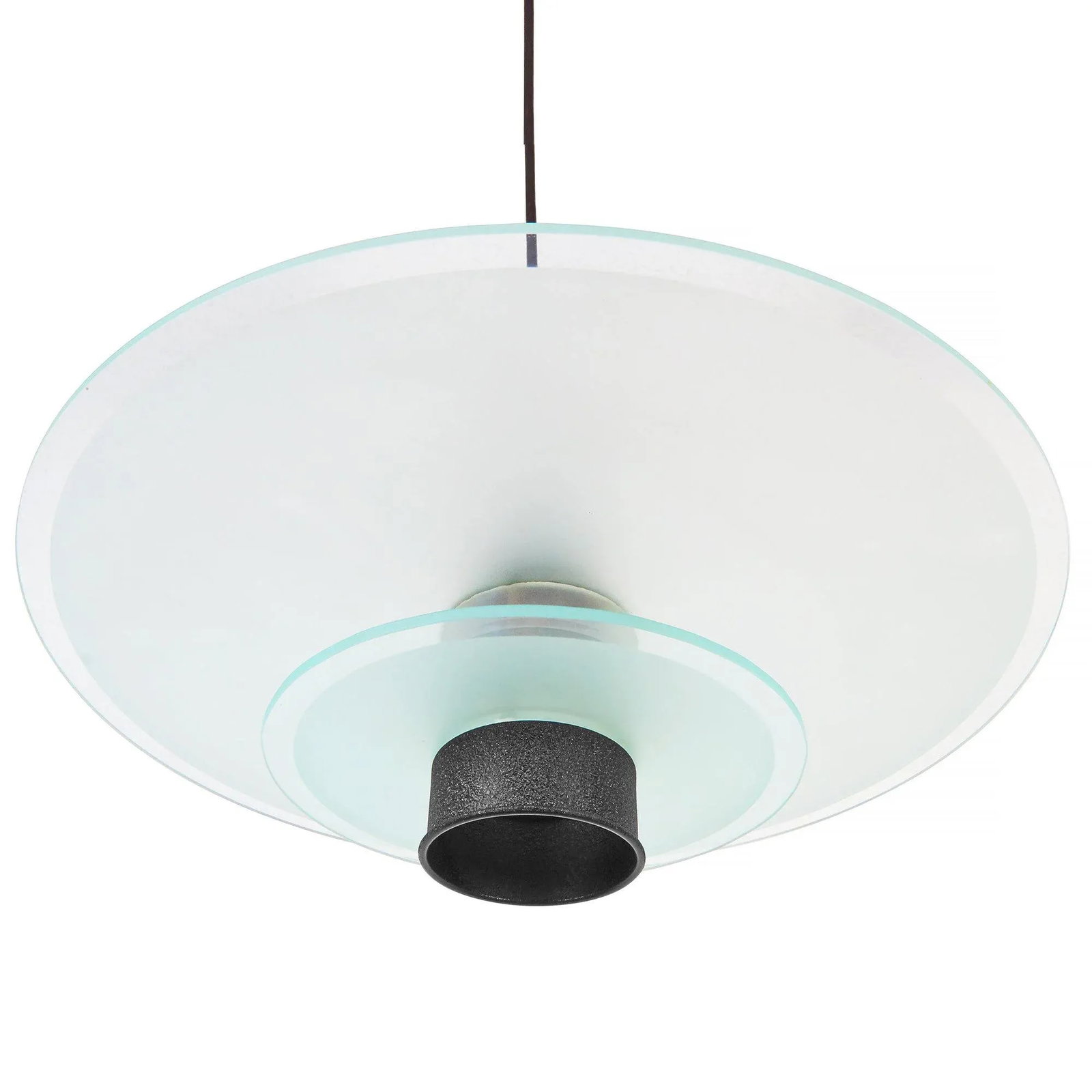 1980s Italian Modern Frosted Glass Pendant Light - 3