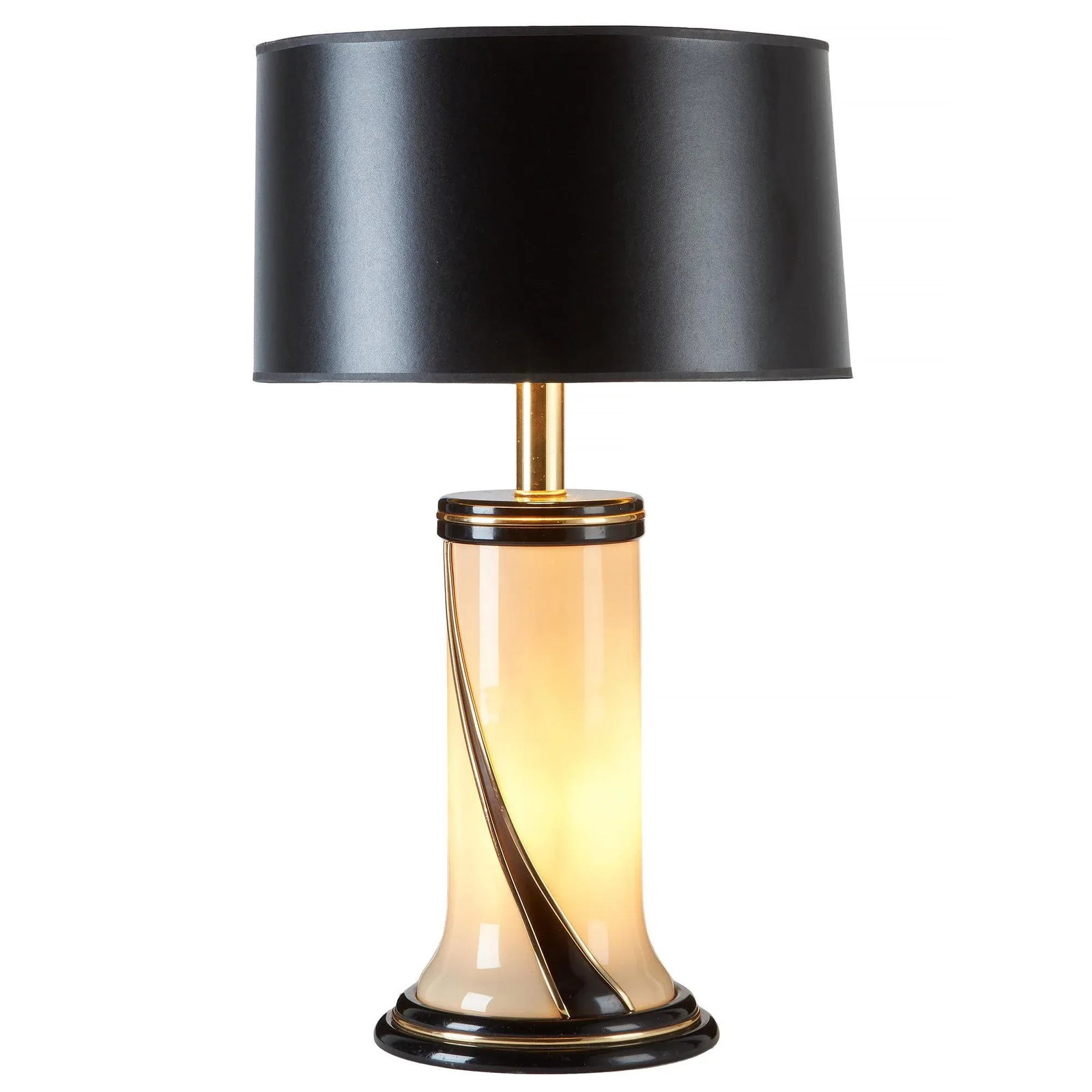1980s Glass Table Lamp | Ivory Glass Double Light - 11