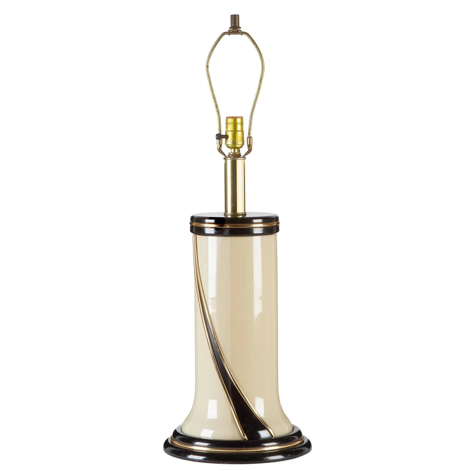 1980s Glass Table Lamp | Ivory Glass Double Light - 2