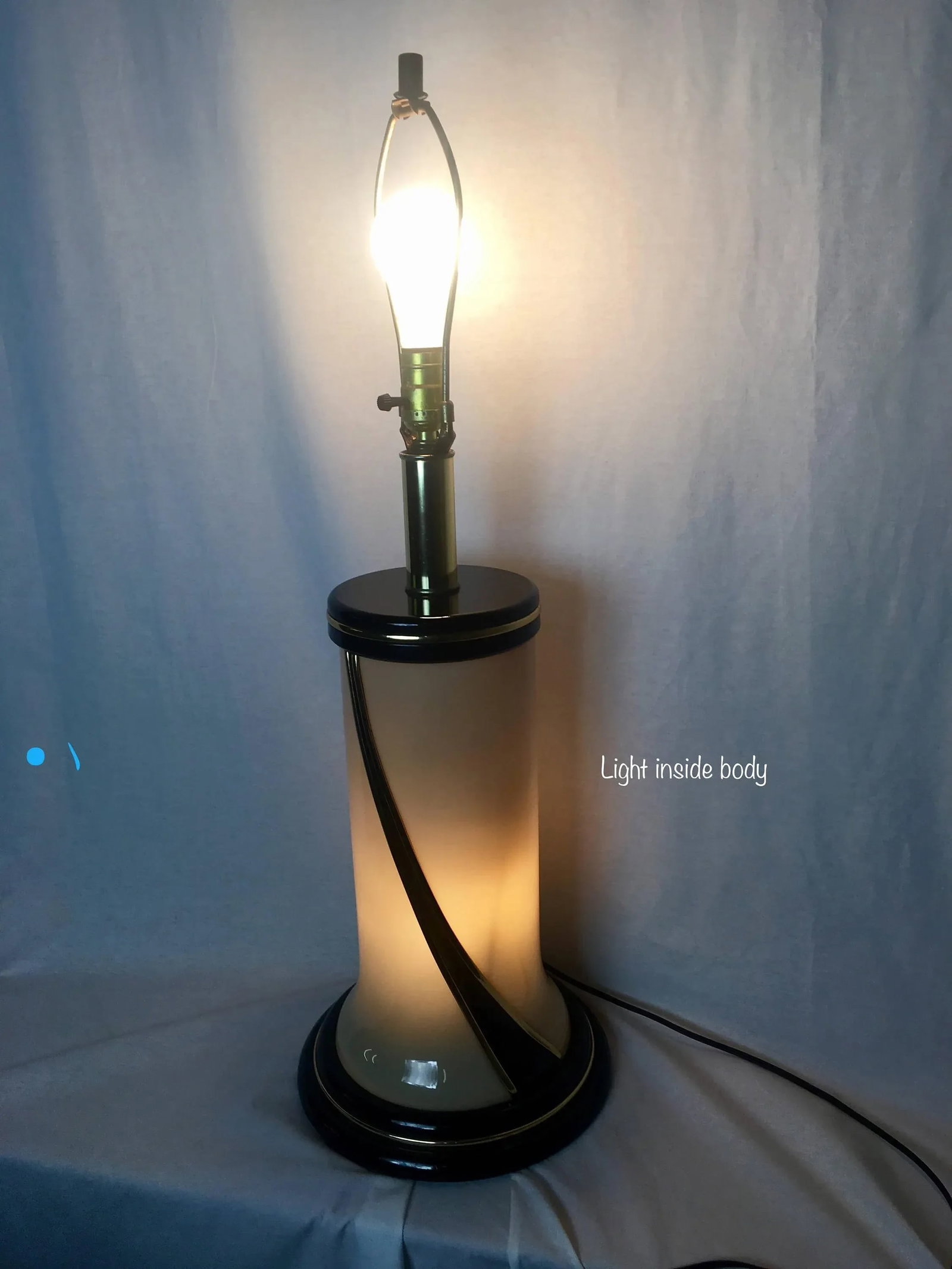 1980s Glass Table Lamp | Ivory Glass Double Light - 4