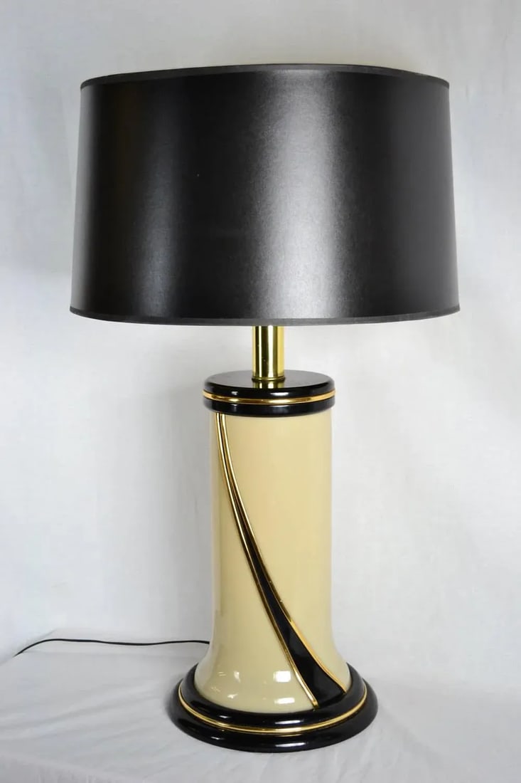 1980s Glass Table Lamp | Ivory Glass Double Light - 5