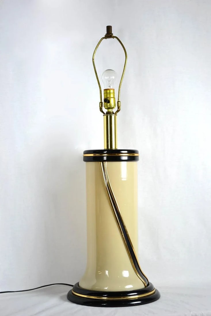 1980s Glass Table Lamp | Ivory Glass Double Light - 6