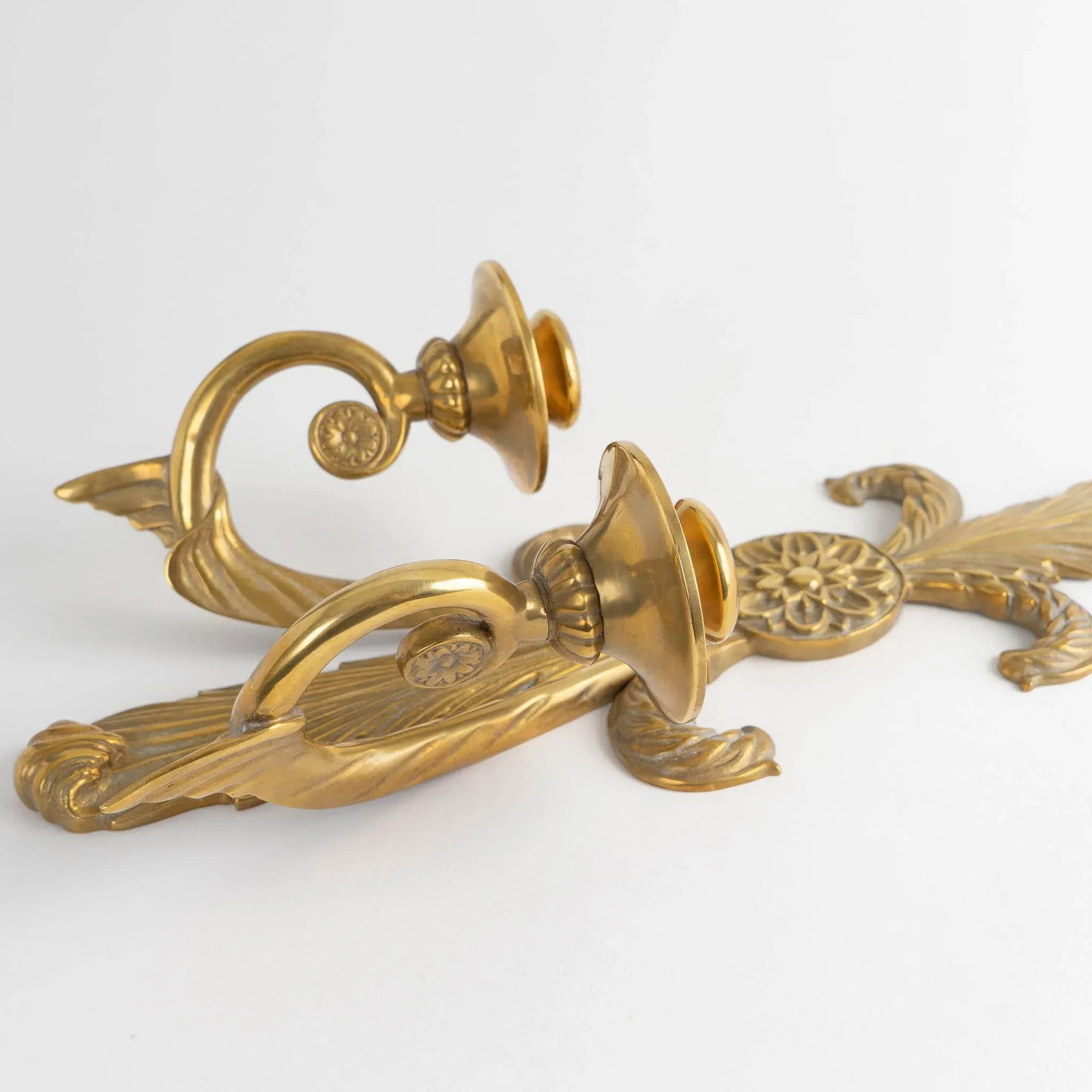 Vintage Brass French Art Nouveau-Style Candle Sconces - 10