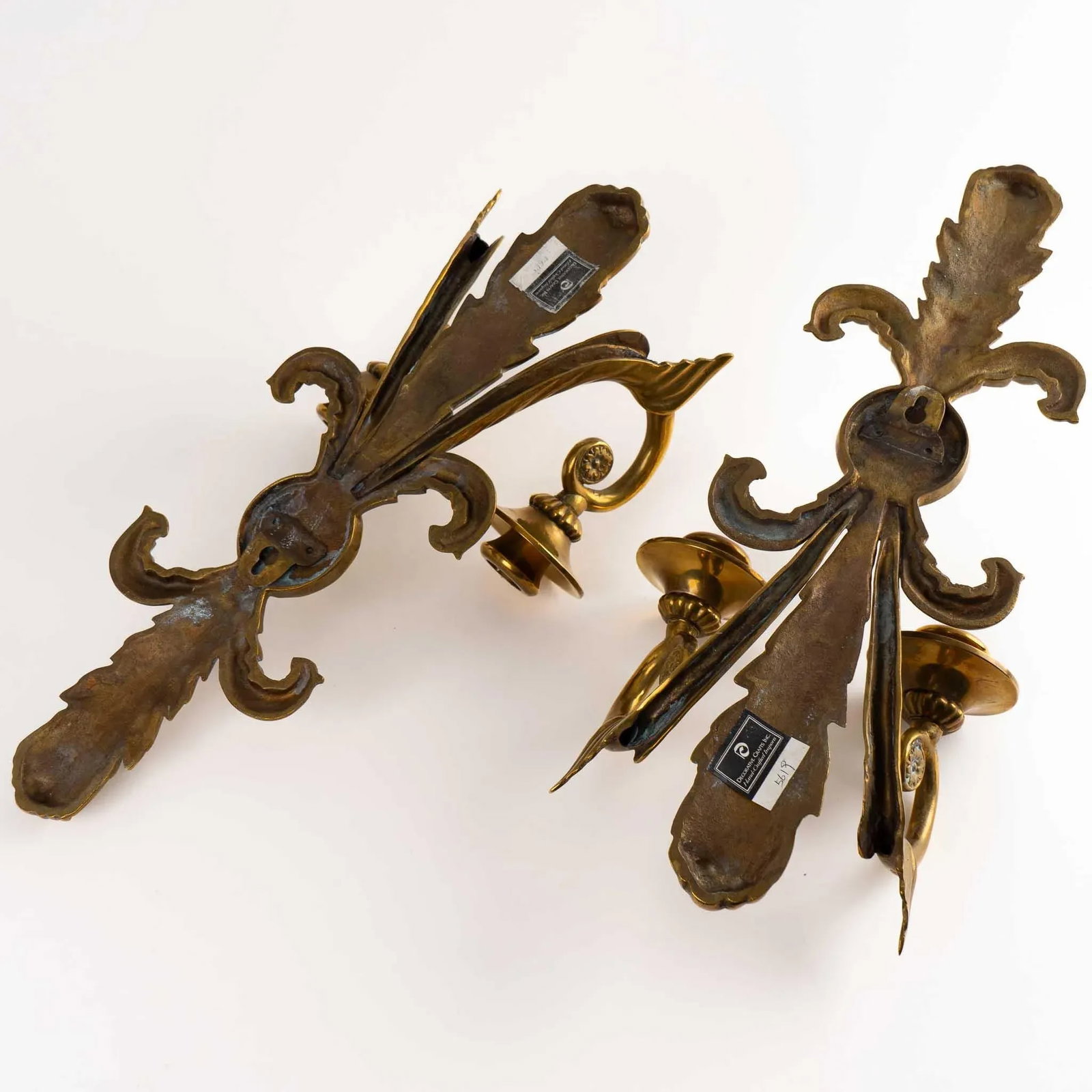 Vintage Brass French Art Nouveau-Style Candle Sconces - 11
