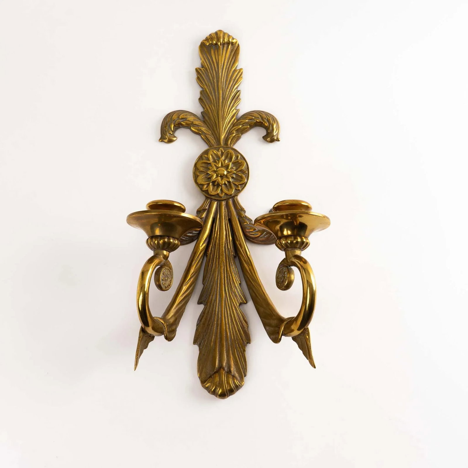 Vintage Brass French Art Nouveau-Style Candle Sconces - 4
