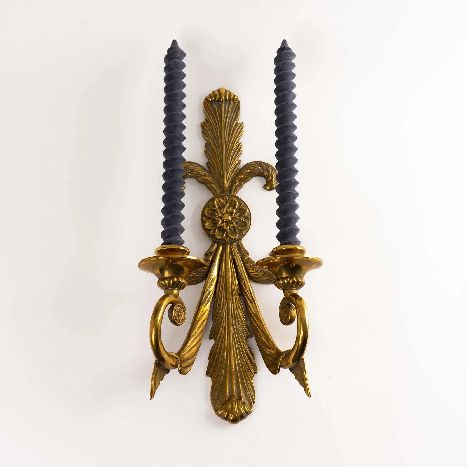 Vintage Brass French Art Nouveau-Style Candle Sconces - 5