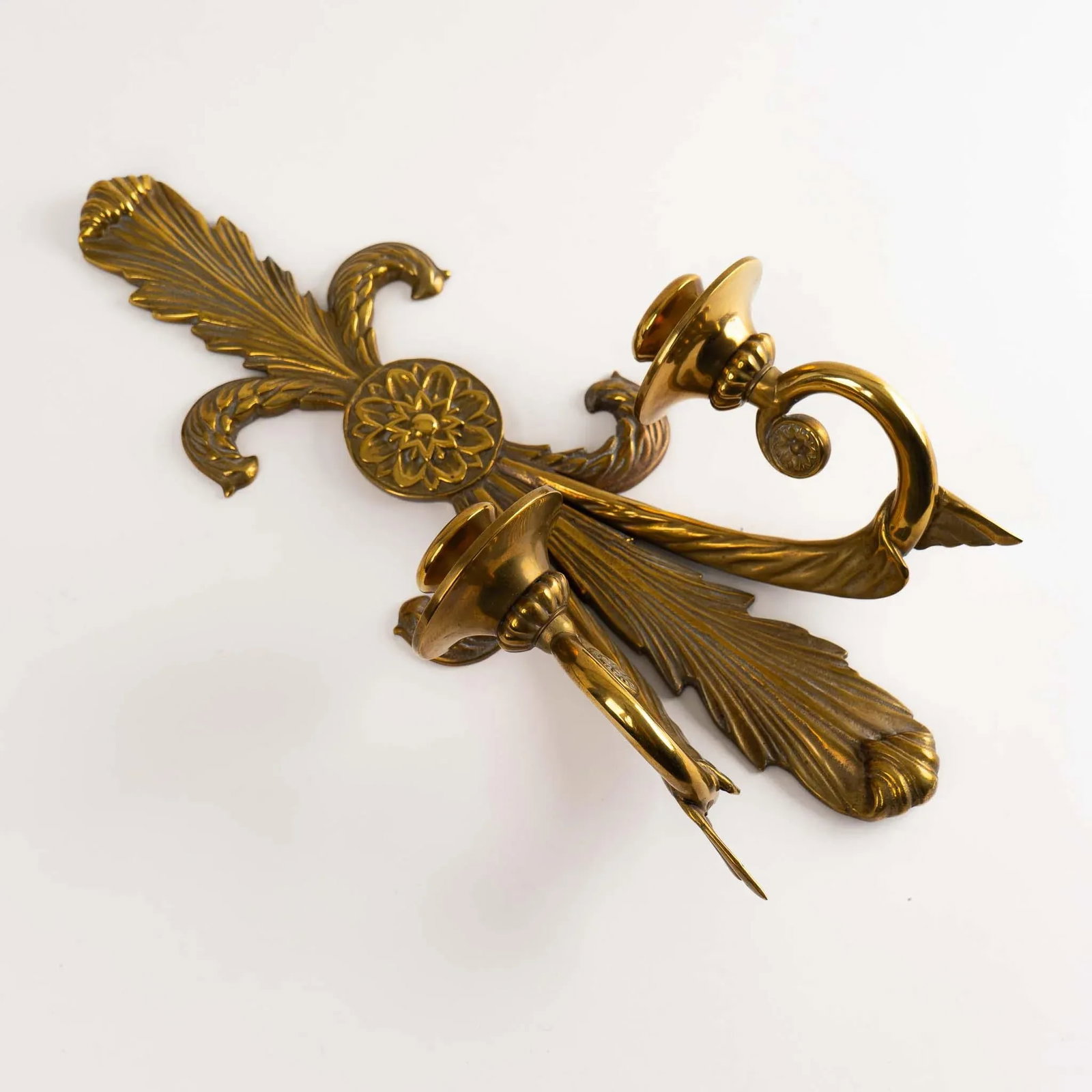 Vintage Brass French Art Nouveau-Style Candle Sconces - 6