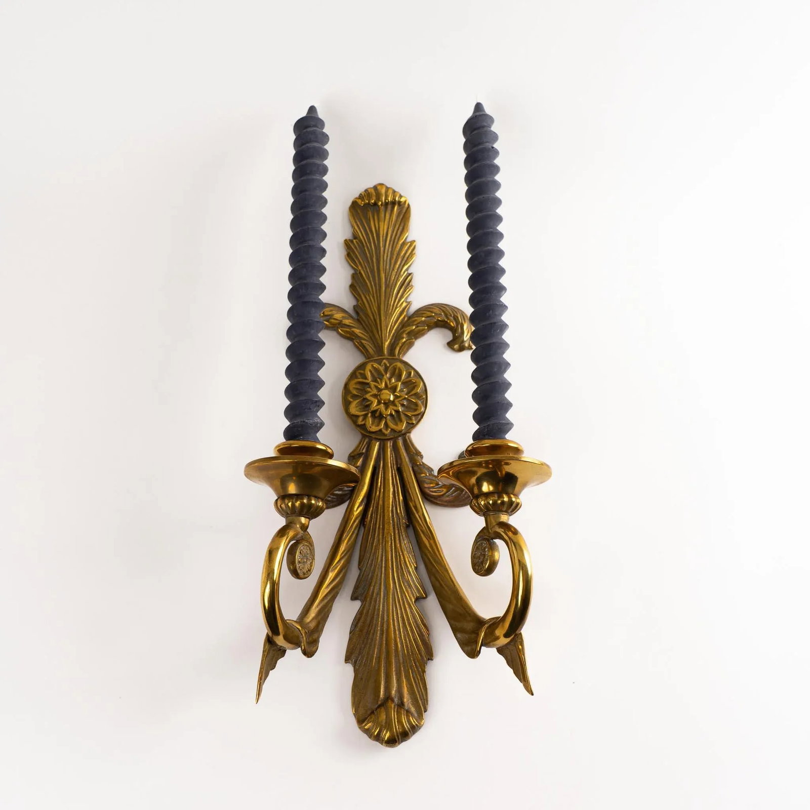 Vintage Brass French Art Nouveau-Style Candle Sconces - 7