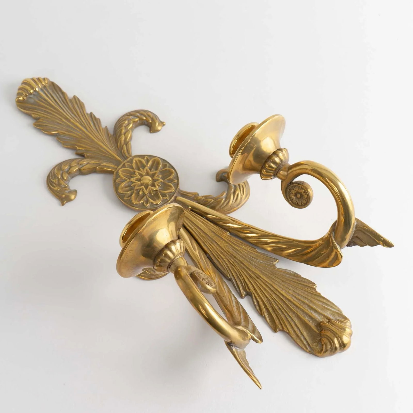 Vintage Brass French Art Nouveau-Style Candle Sconces - 9