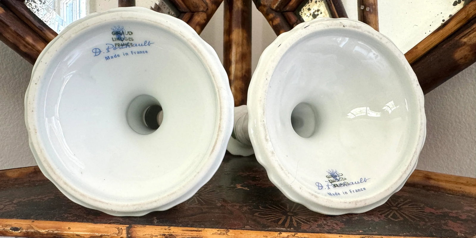 D Porthault Limoges Porcelain Hand Painted Candleholders - 10