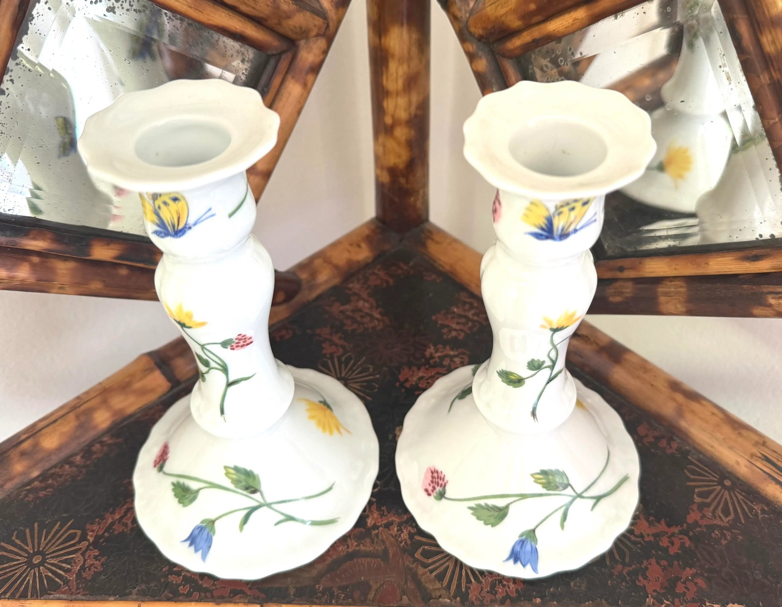 D Porthault Limoges Porcelain Hand Painted Candleholders - 6
