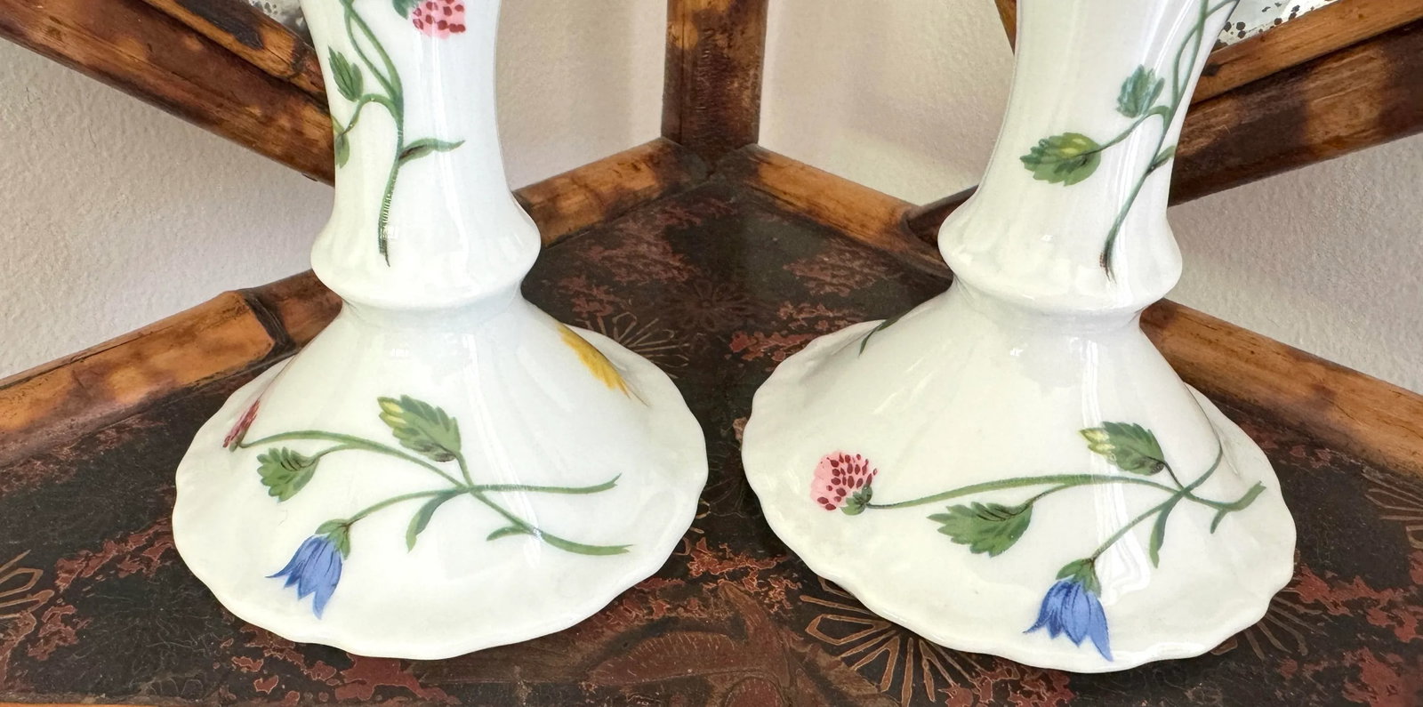 D Porthault Limoges Porcelain Hand Painted Candleholders - 7