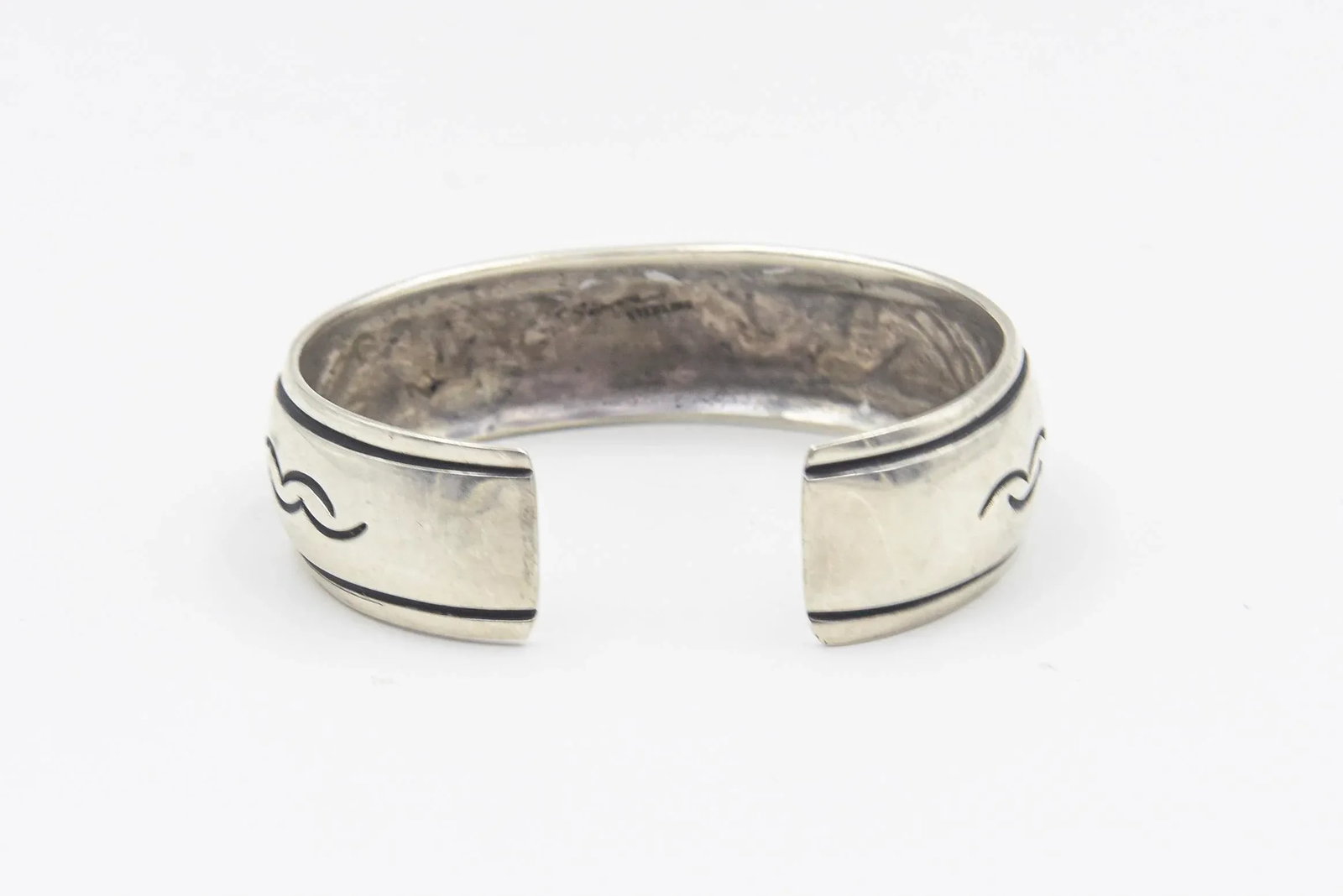 Late 20th Century Navajo Native American Sterling Silver Overlay Cuff Bracelet by Rosita Singer - 5