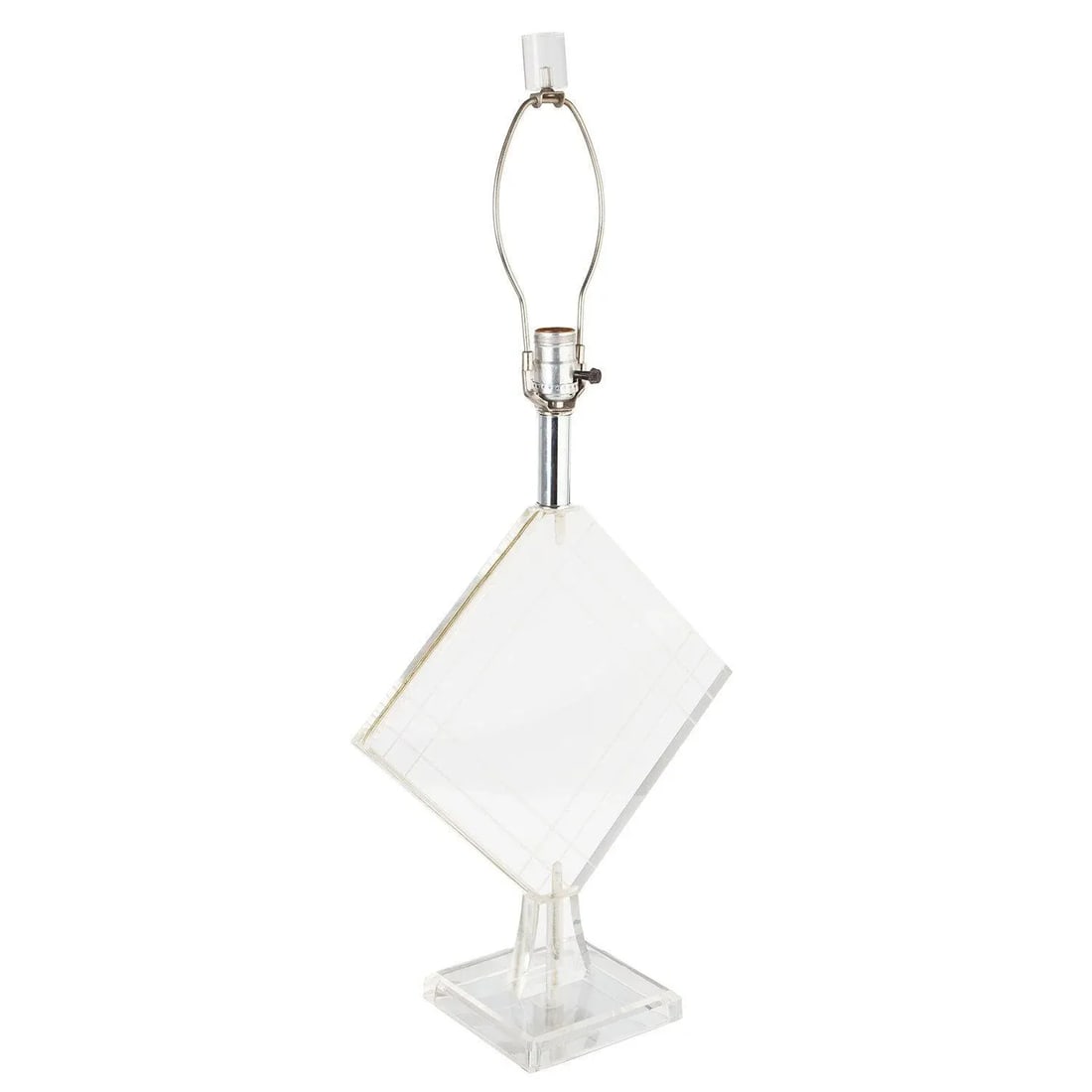 1970s Etched Geometric Lucite Table Lamp - 4