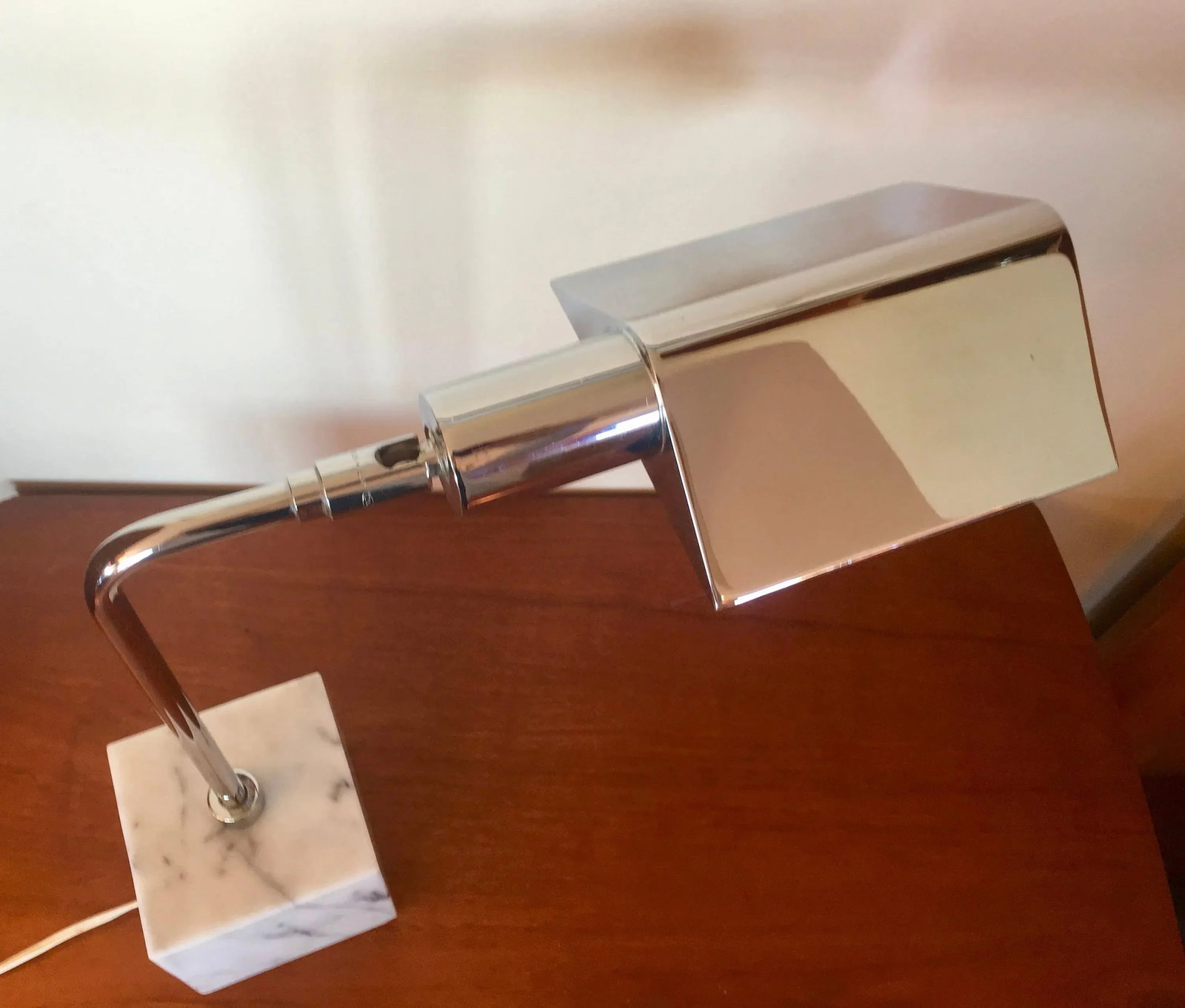 Vintage Koch & Lowy Carrara Marble and Chrome Desk Lamp - 5