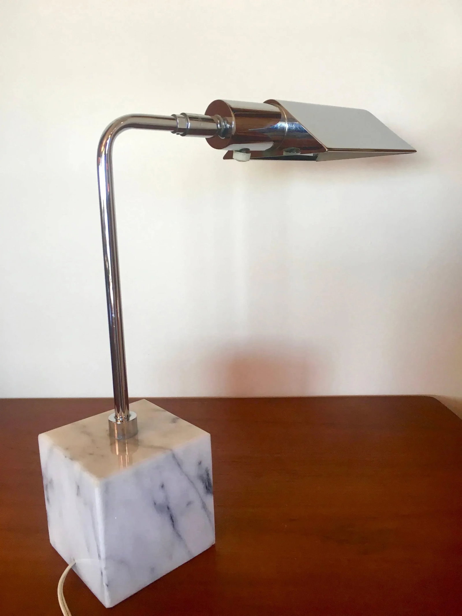 Vintage Koch & Lowy Carrara Marble and Chrome Desk Lamp - 6