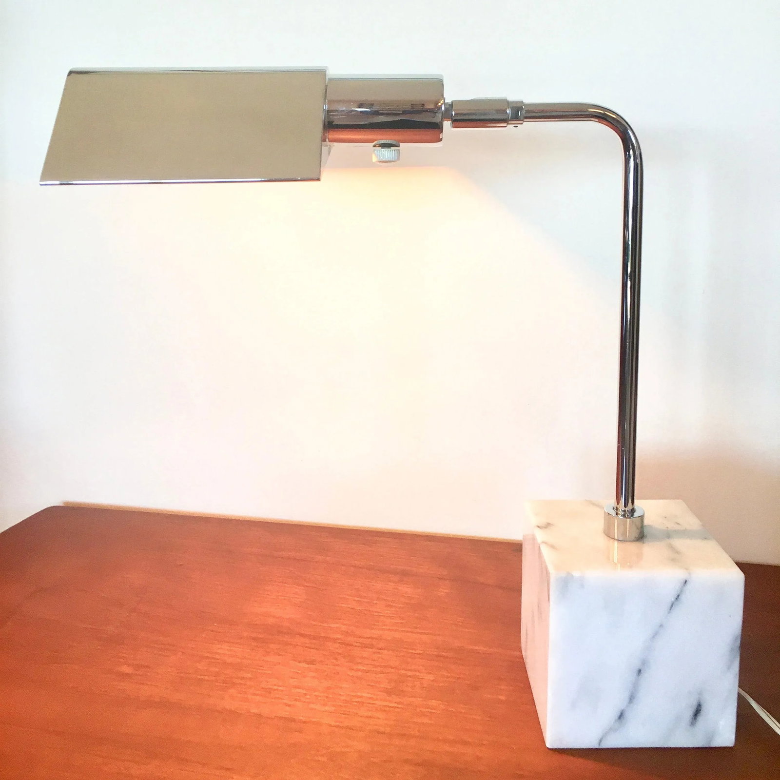 Vintage Koch & Lowy Carrara Marble and Chrome Desk Lamp - 7