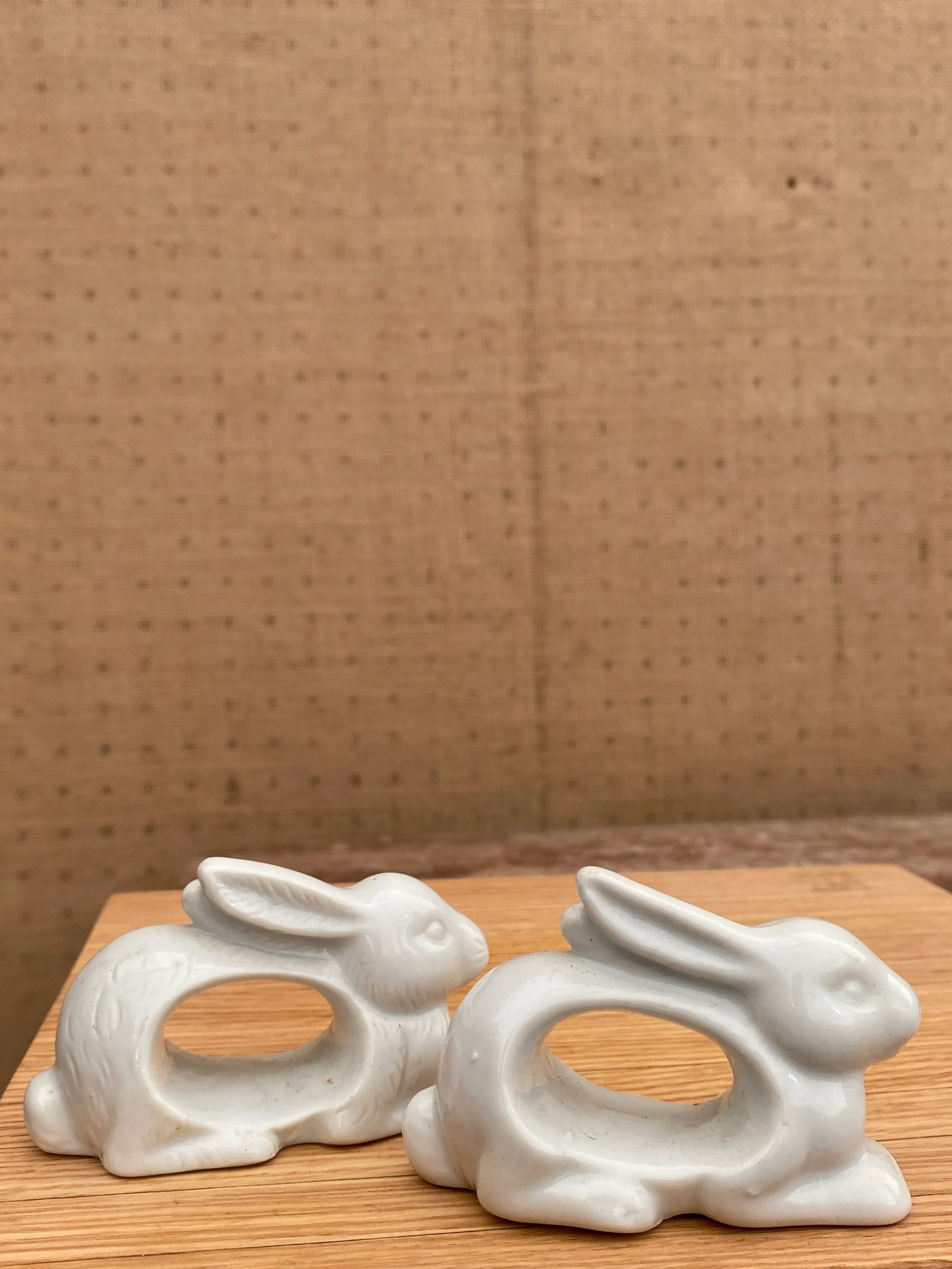 Charming Porcelain Bunny Rabbit Napkin Rings, Set of 2 (Japan) - 2