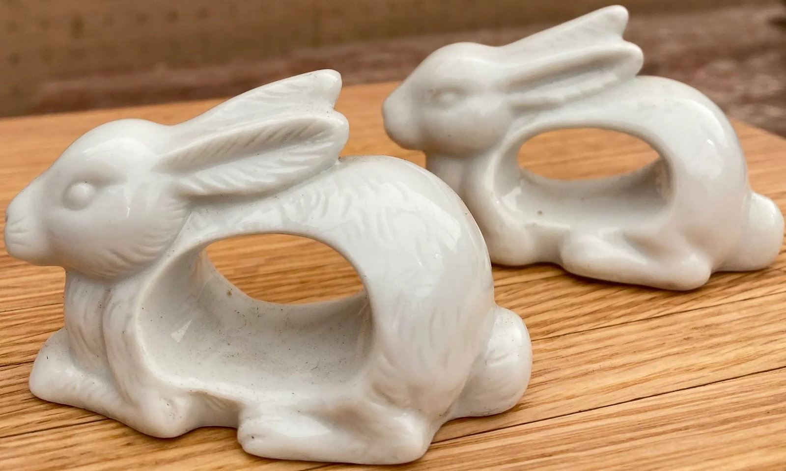 Charming Porcelain Bunny Rabbit Napkin Rings, Set of 2 (Japan) - 3