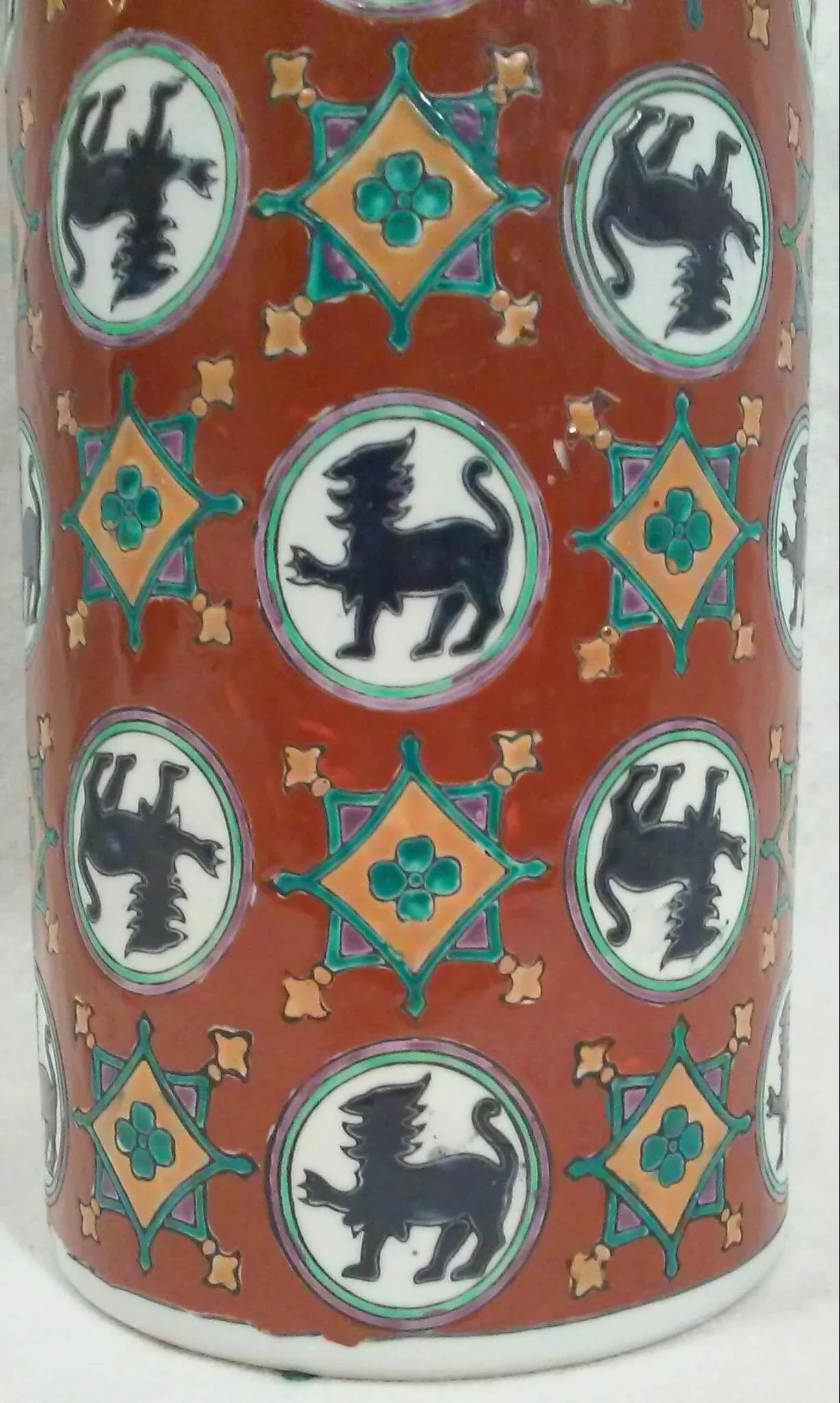 Chinoiserie Foo Dog Porcelain Vase - 3