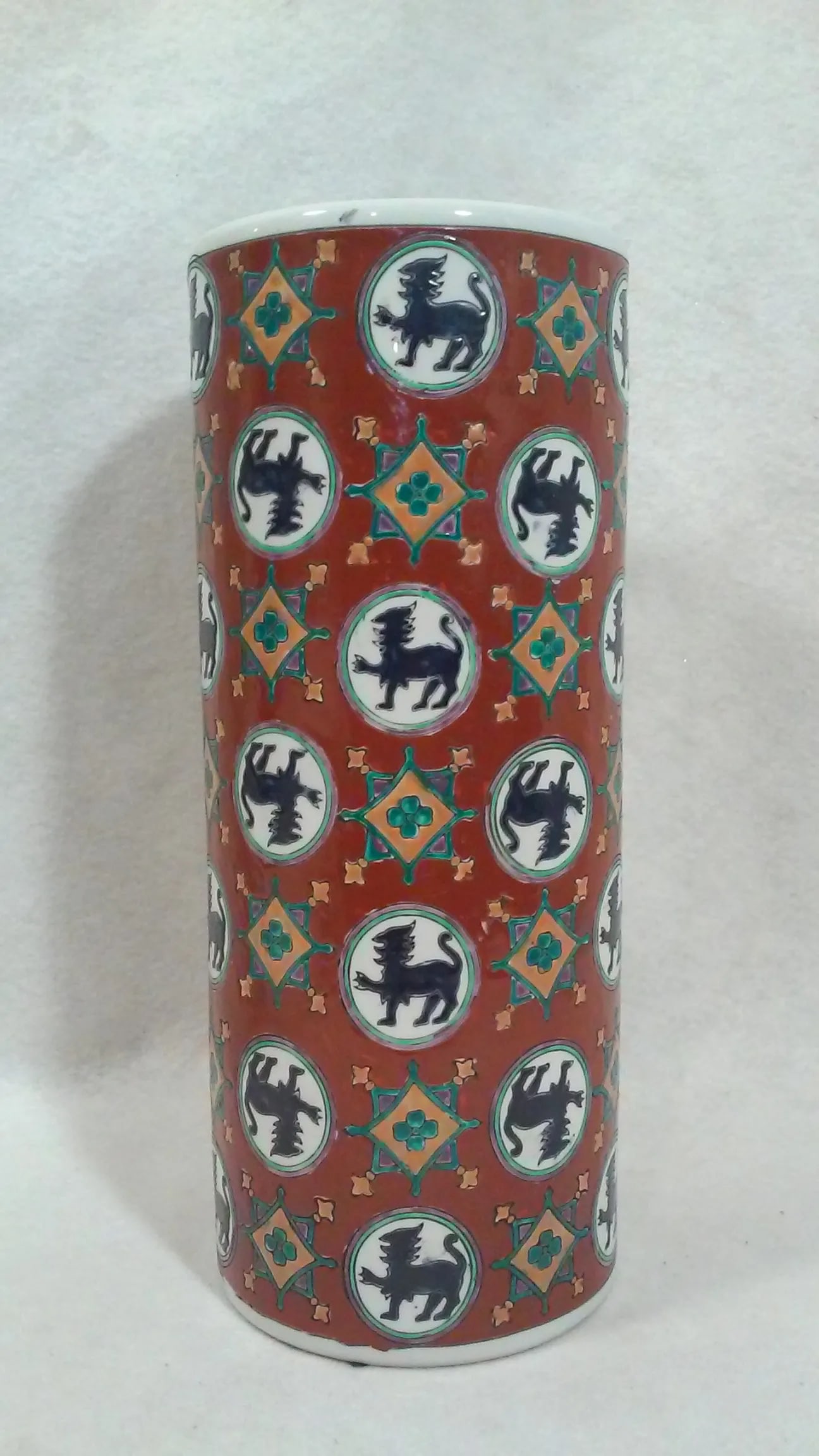 Chinoiserie Foo Dog Porcelain Vase - 5