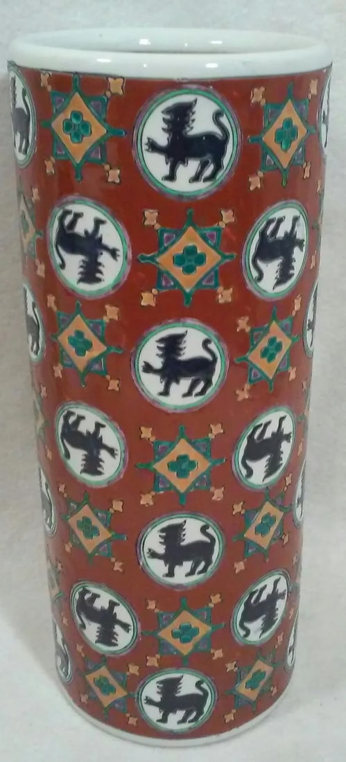 Chinoiserie Foo Dog Porcelain Vase - 8