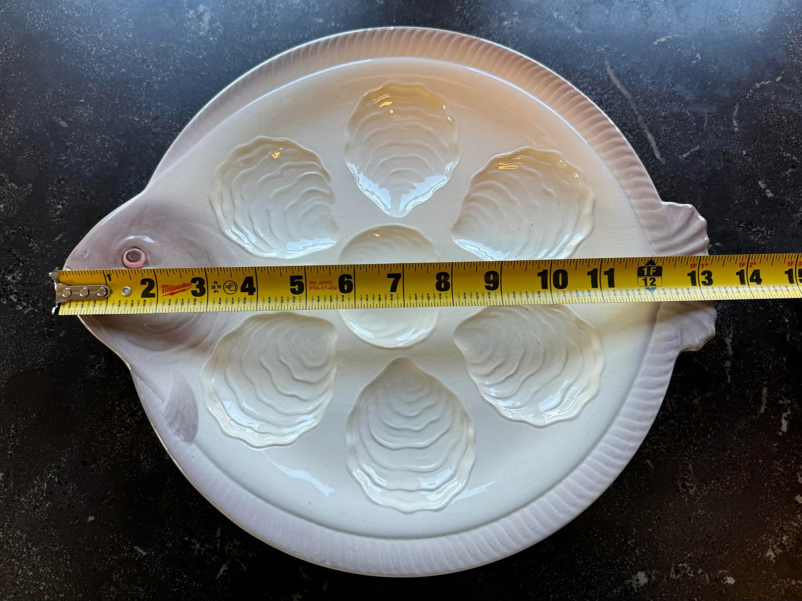 Antique Waechtersbach Pottery Fish Shaped Oyster Serving Plate - 12