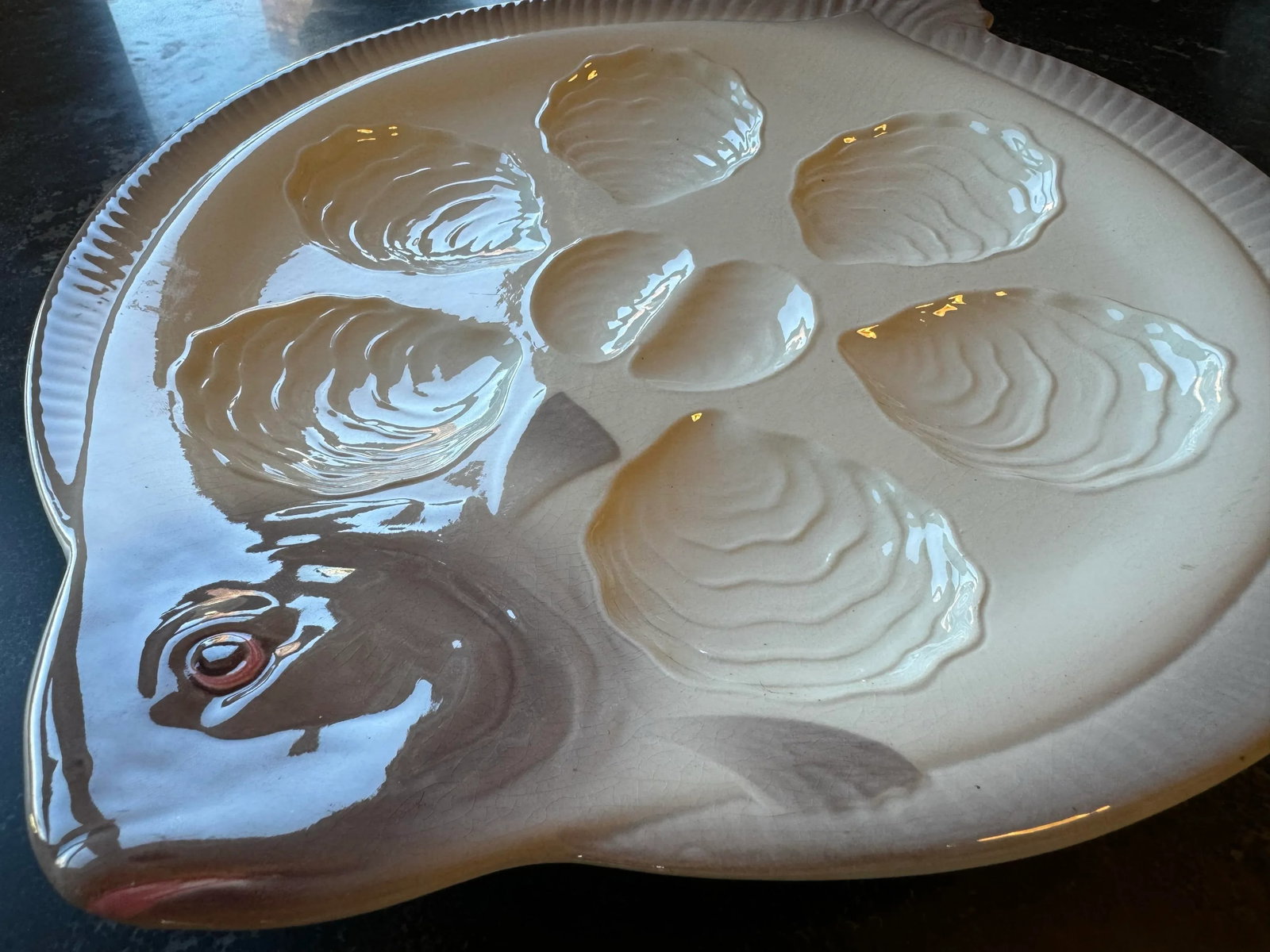 Antique Waechtersbach Pottery Fish Shaped Oyster Serving Plate - 6