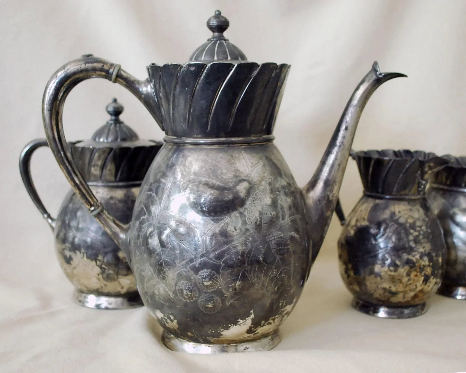 Antique Victorian Silver Plate Tea Service - Set of Four - 3