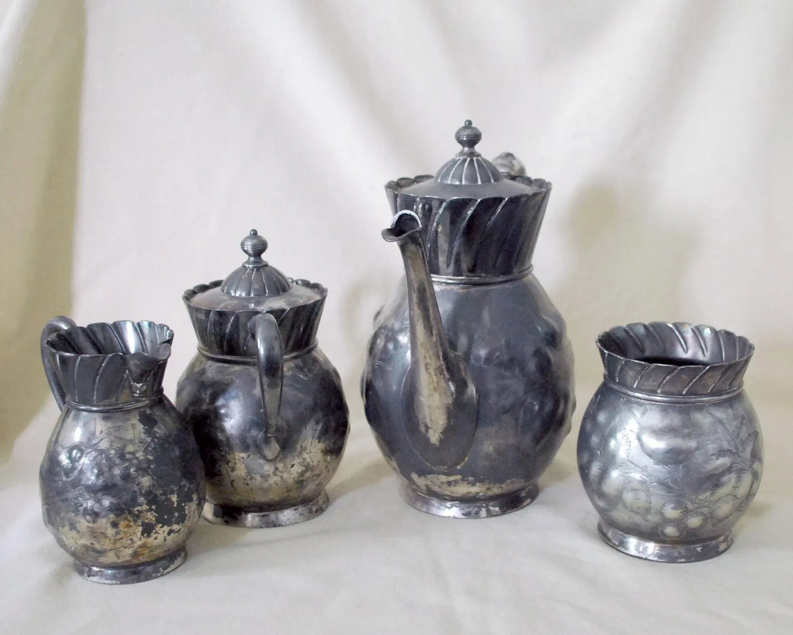 Antique Victorian Silver Plate Tea Service - Set of Four - 9
