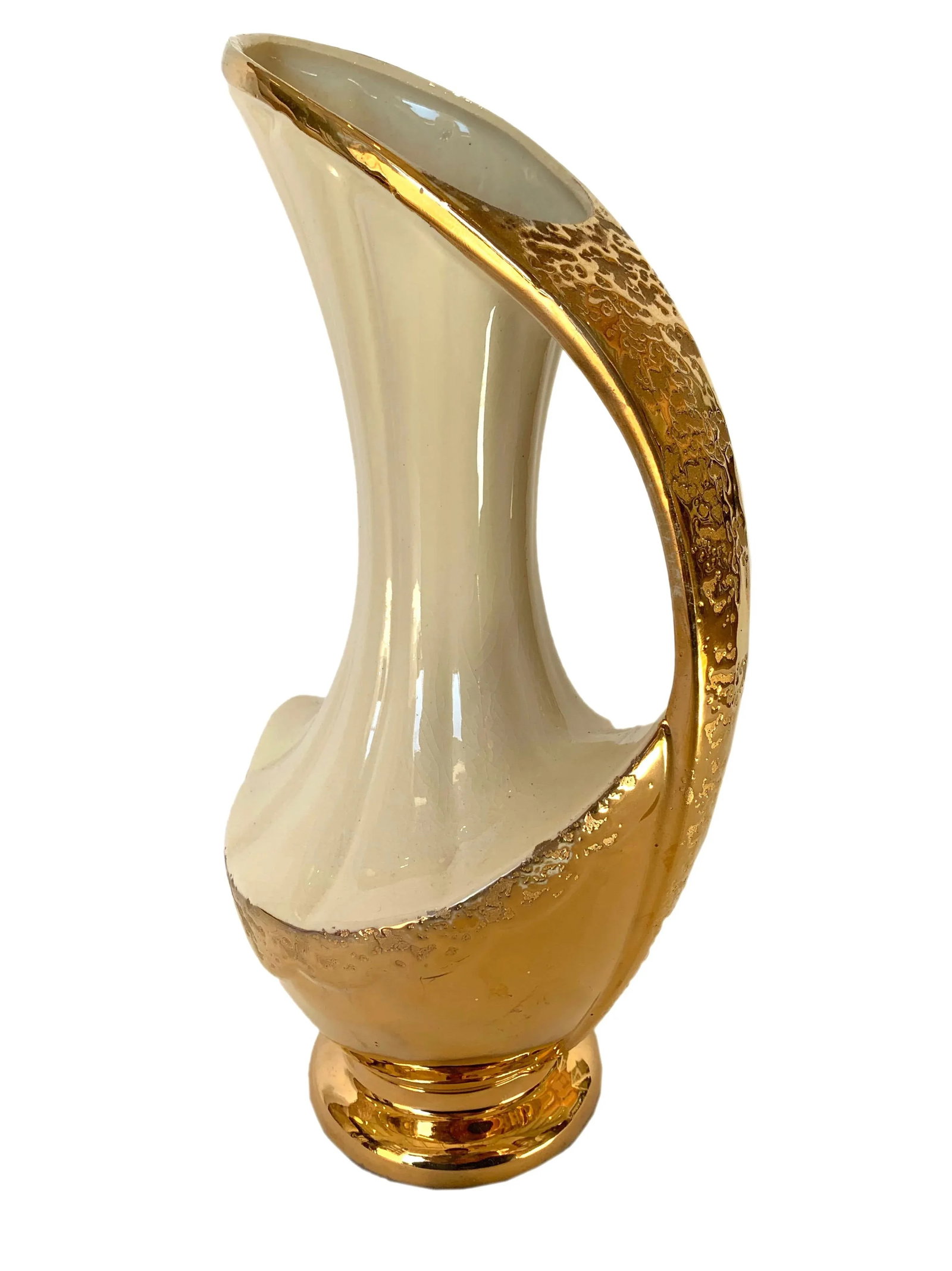 Vintage Art Deco Weeping Gold Ceramic Pitcher - 2