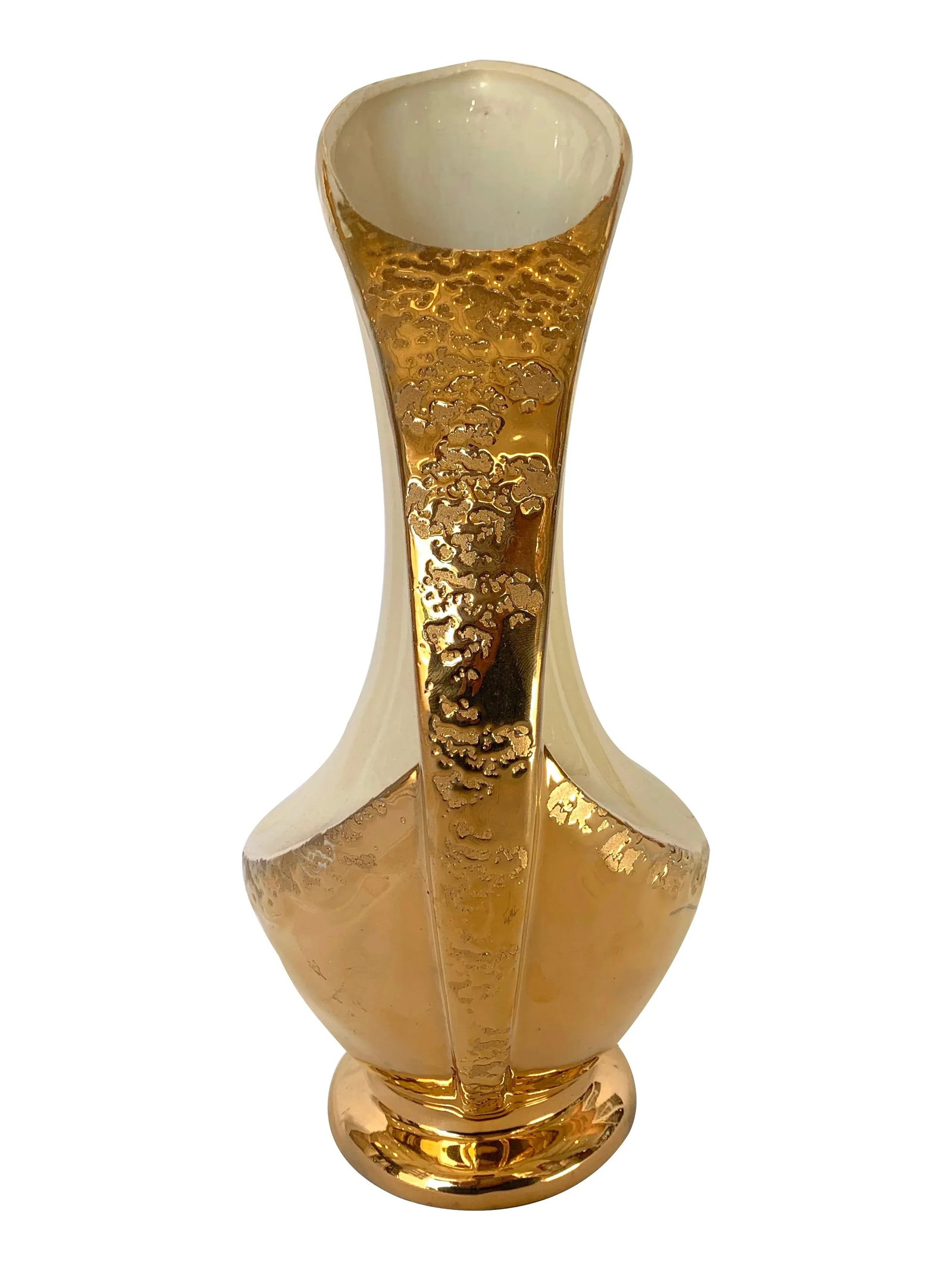 Vintage Art Deco Weeping Gold Ceramic Pitcher - 3