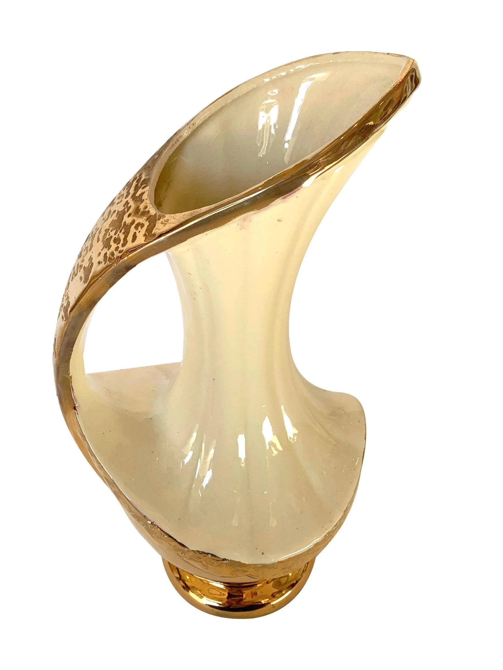 Vintage Art Deco Weeping Gold Ceramic Pitcher - 4