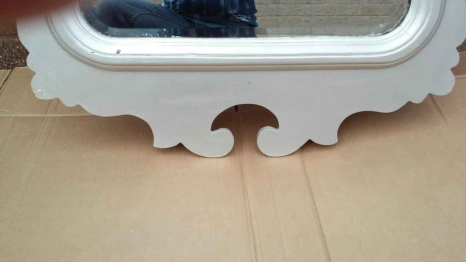 Large Scale Antique Silver Painted Wall Mirror - 2