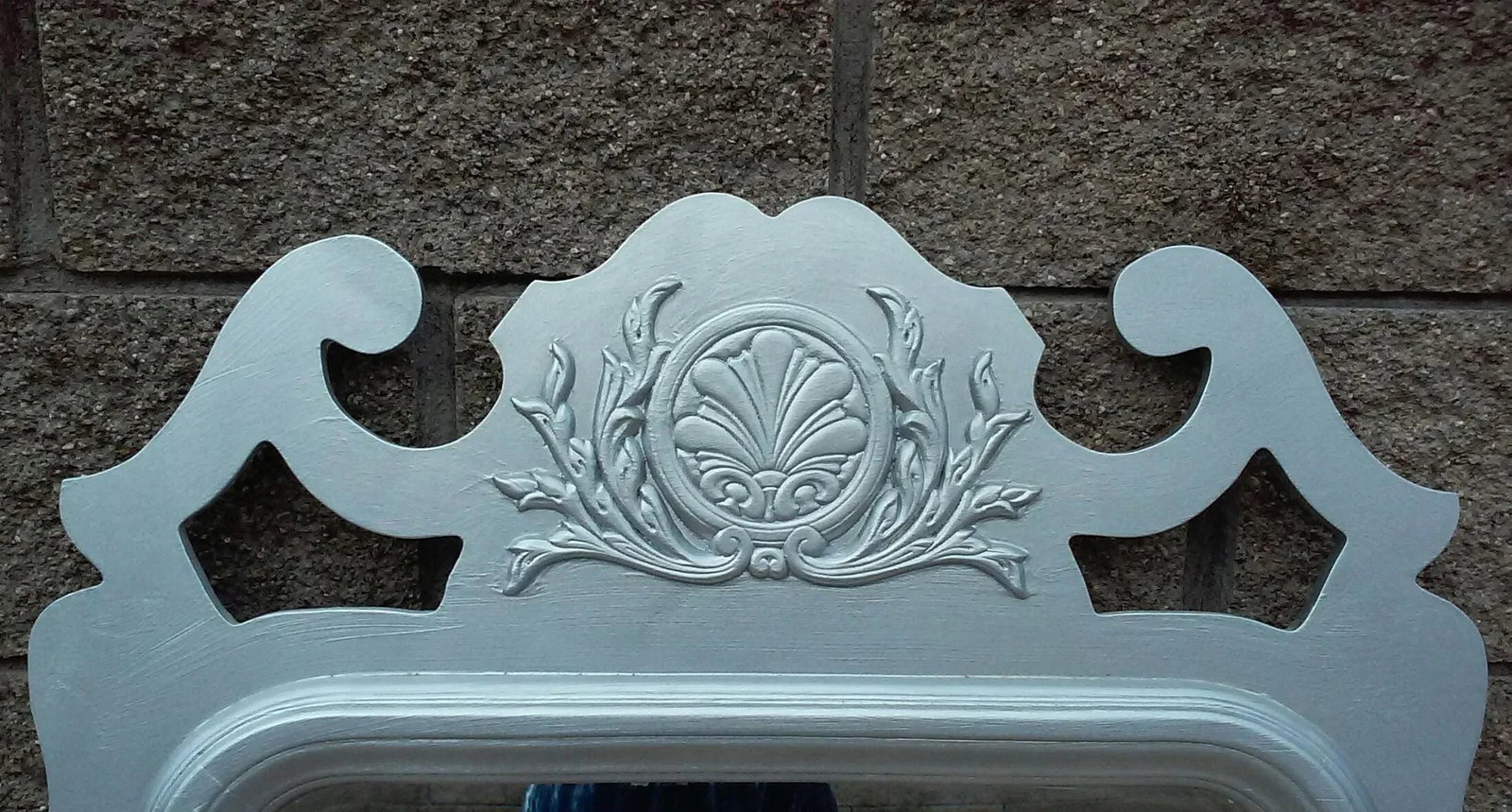 Large Scale Antique Silver Painted Wall Mirror - 3