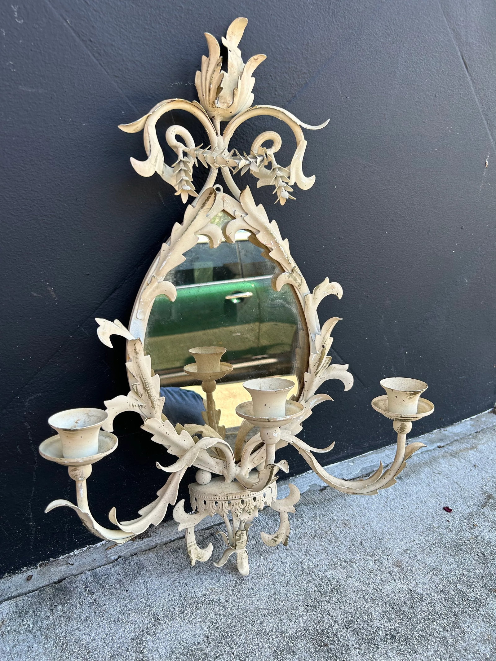 Antique Italian Tole Mirrored Wall Sconces - a Pair - 2