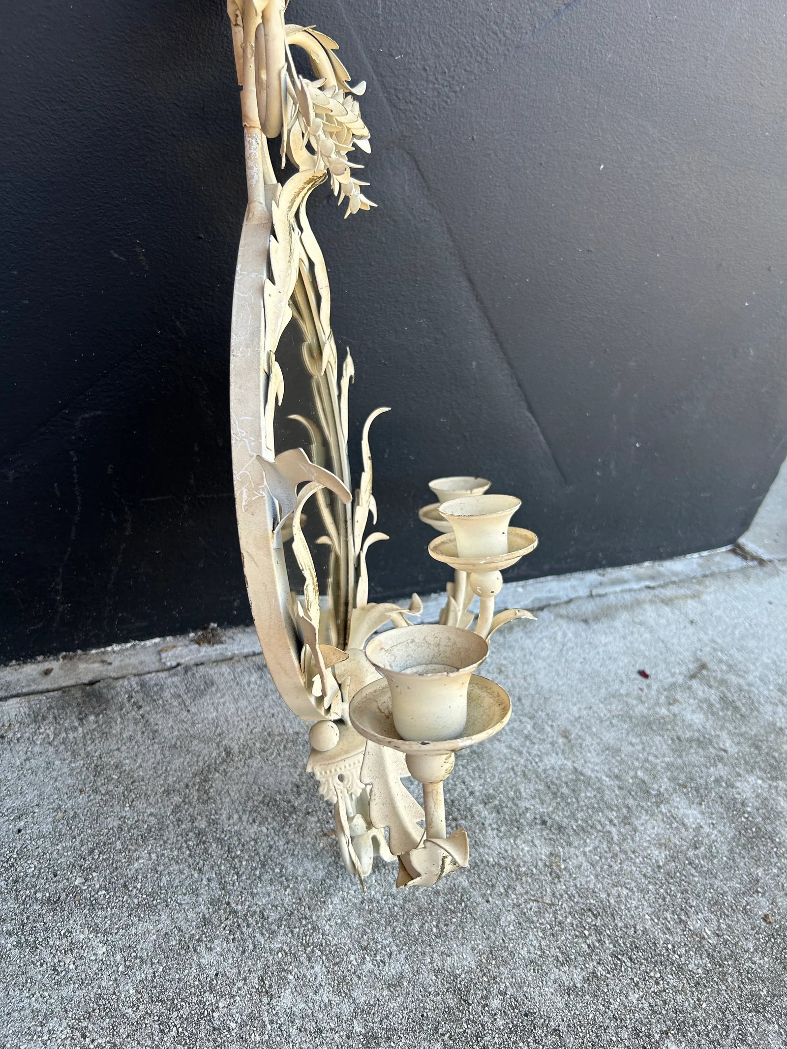Antique Italian Tole Mirrored Wall Sconces - a Pair - 5