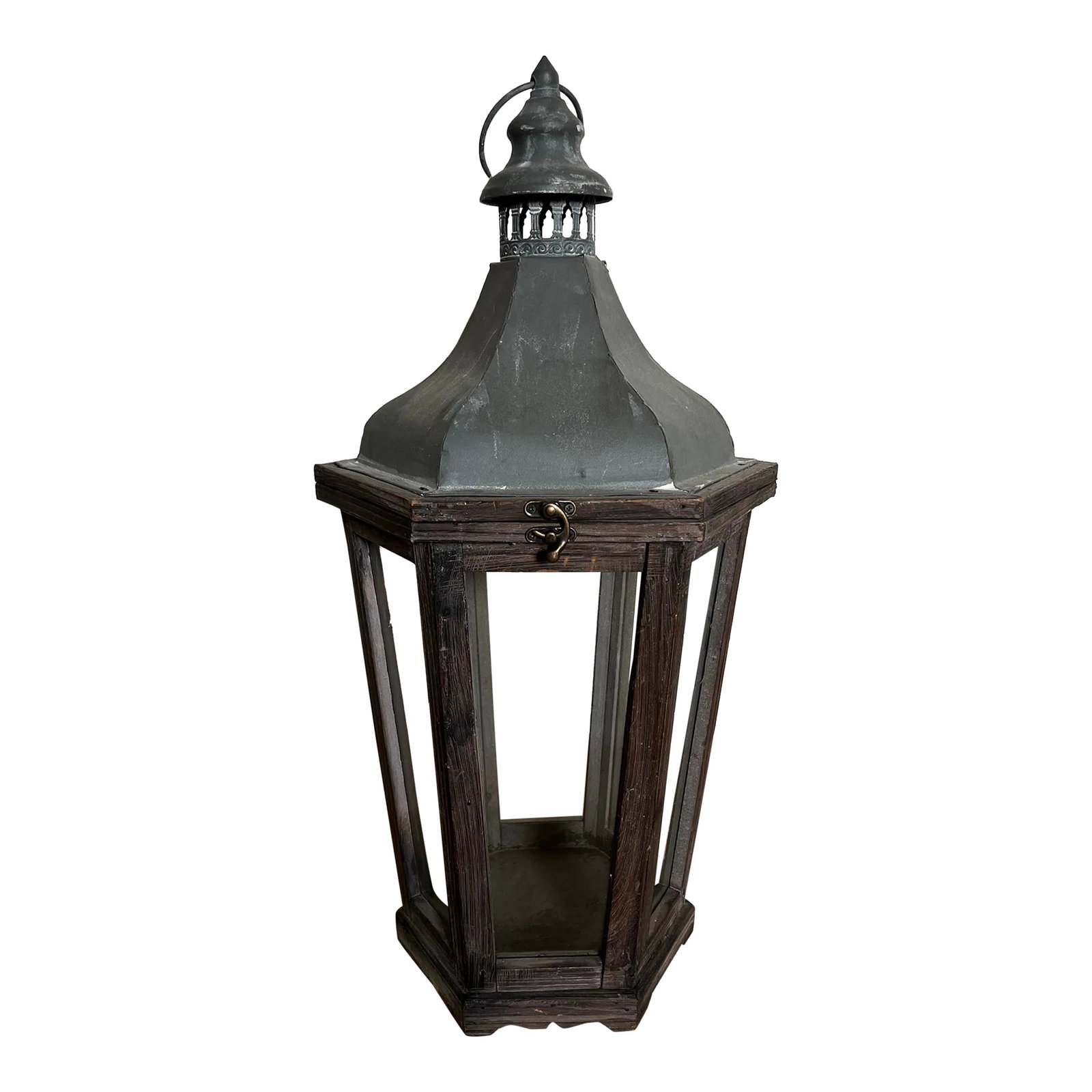 Pottery Barn Iron, Wood & Glass Lantern (1 of 6)