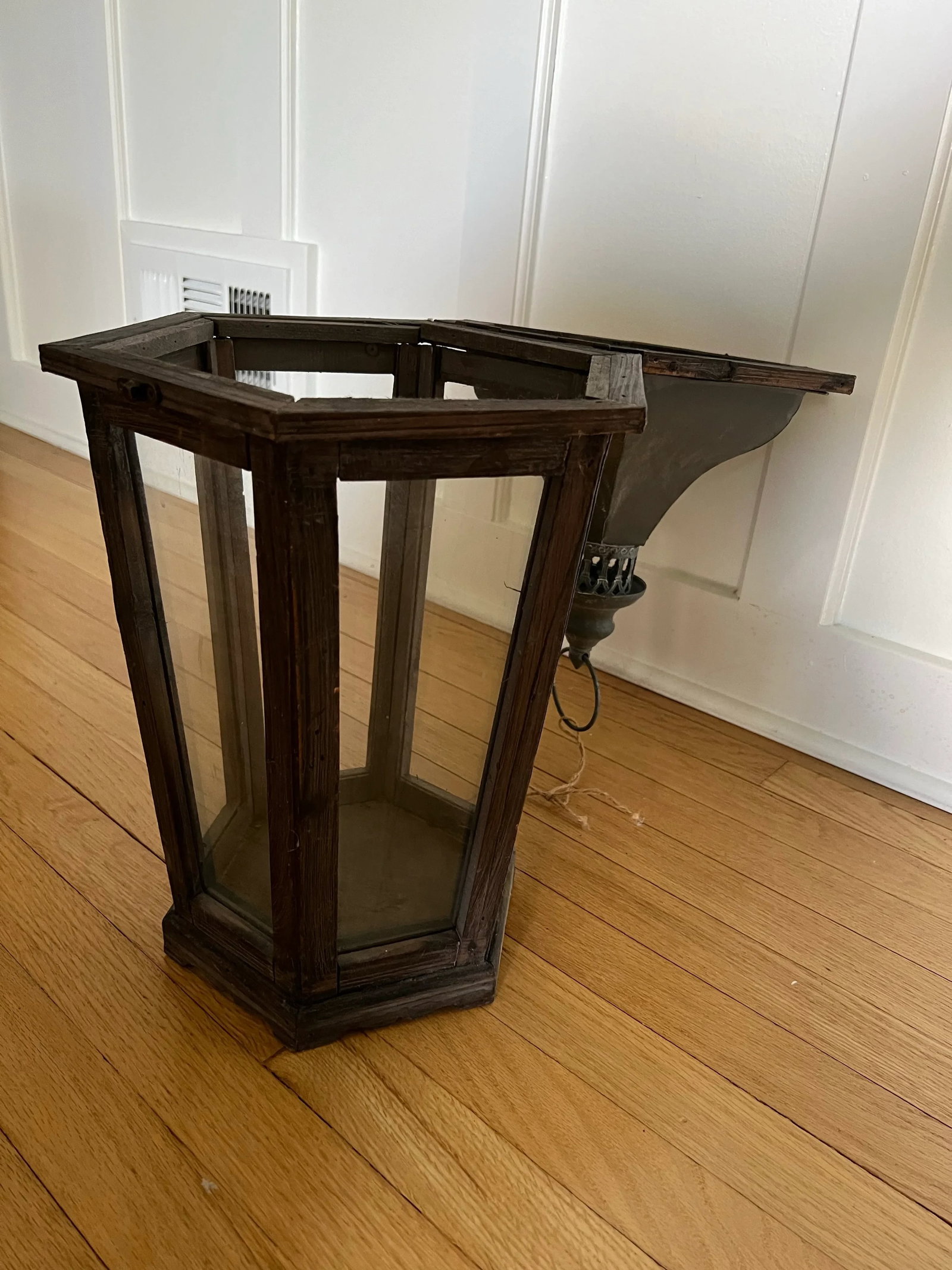 Pottery Barn Iron, Wood & Glass Lantern - 5
