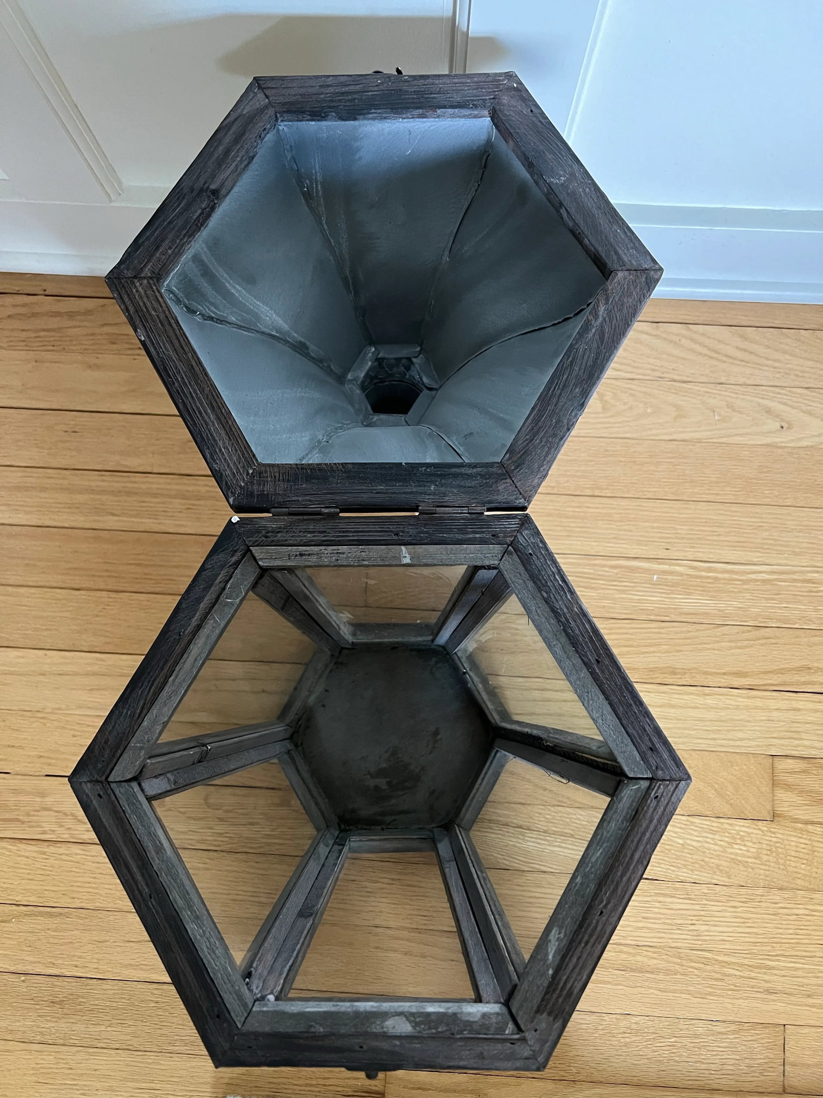 Pottery Barn Iron, Wood & Glass Lantern - 6