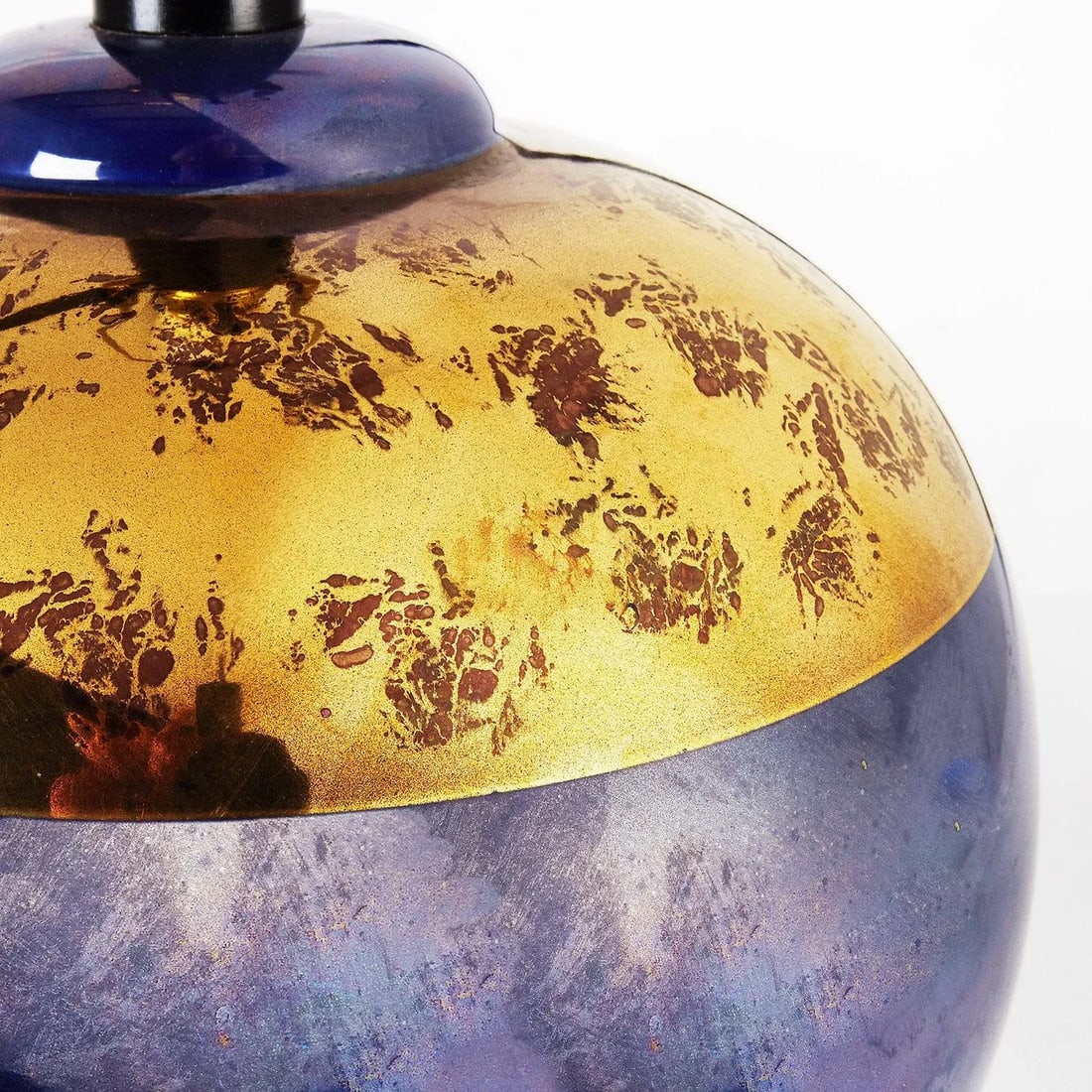 Pair Iridescent Blue Orb Table Lamps by Casual Lamps 1991 - 3