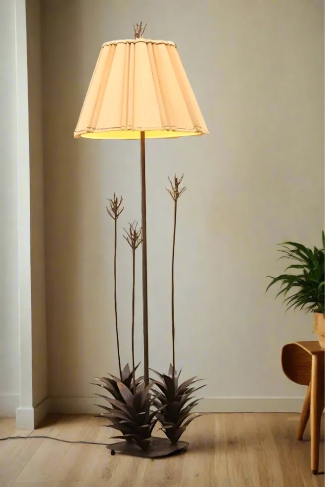 1970s Wrought Iron Desert Flower Cactus Floor Lamp - 2