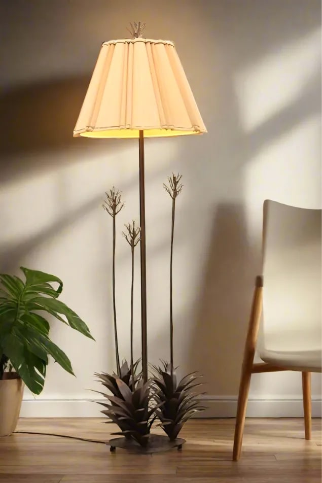 1970s Wrought Iron Desert Flower Cactus Floor Lamp - 7
